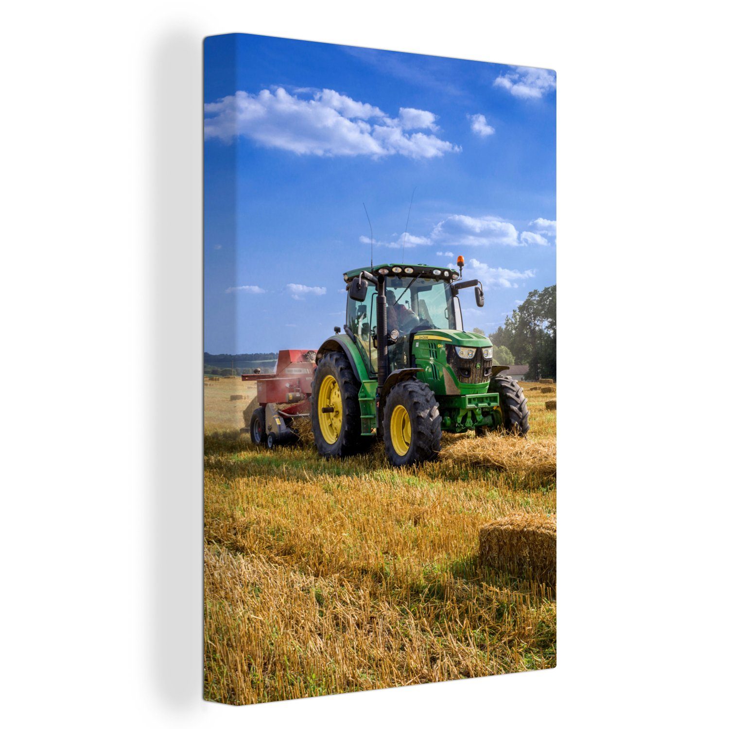 OneMillionCanvasses® Leinwandbild Traktor - Bauernhof - Heu - Feld - Sonne günstig online kaufen