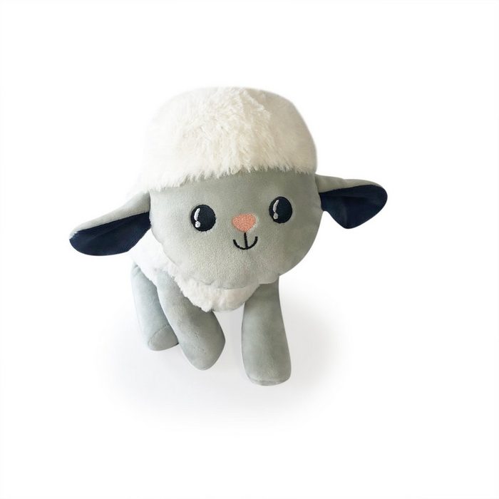 Pabobo LED Nachtlicht Milo das Schaf mit 2 Einschlafliedern und 7 Sounds Einschlafhilfe Kuscheltier mit Sound ca. 45 x 25 x 8 cm Angelcare