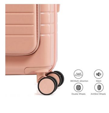*KOFFER-BARON* Hartschalen-Trolley Handgepäckkoffer Hartschalenkoffer Premium mit Klappe ABS, rosa