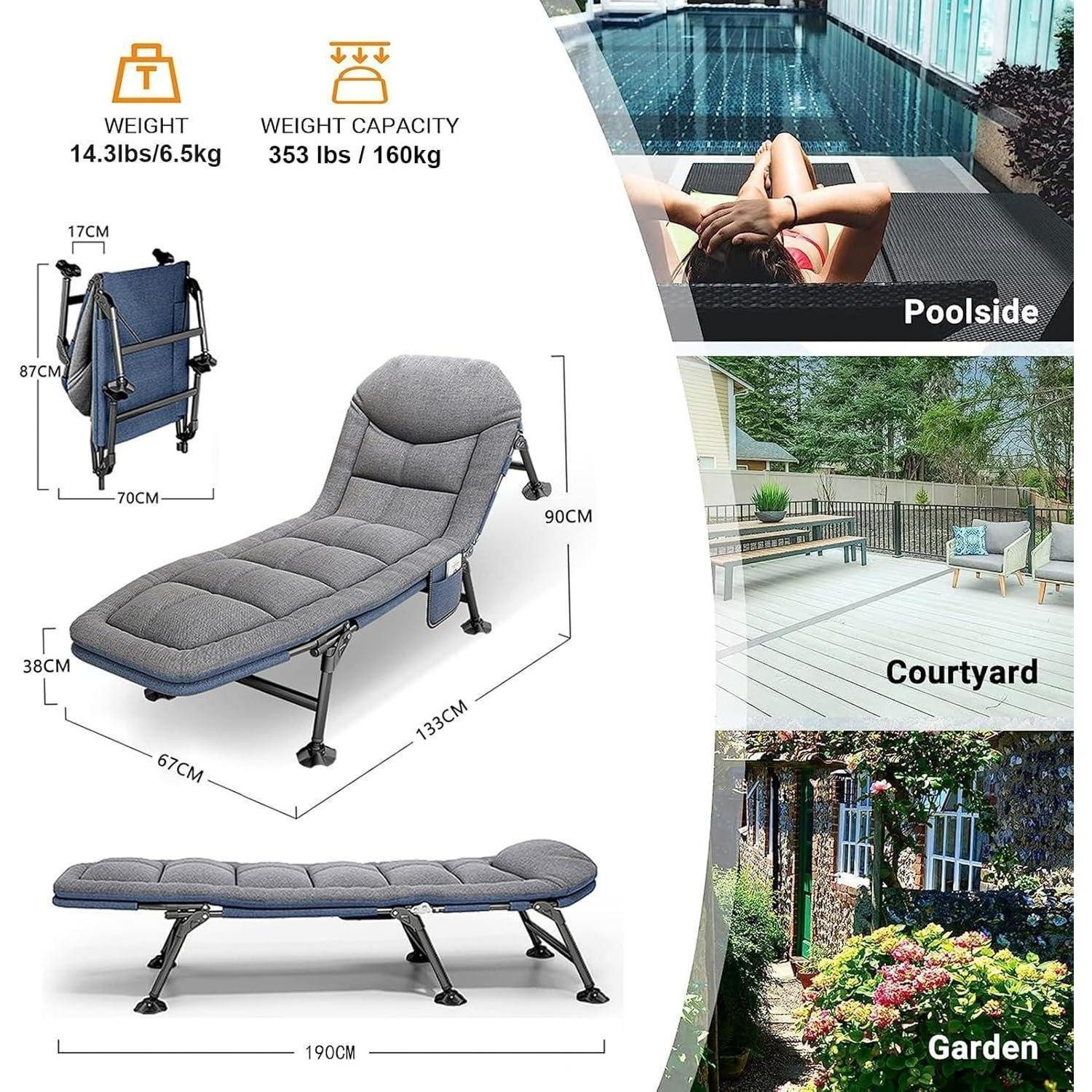 LuxusKollektion Campingliege Liegestuhl Klappbar Sonnenliege Gartenliege Campingliege Grau-2pcs