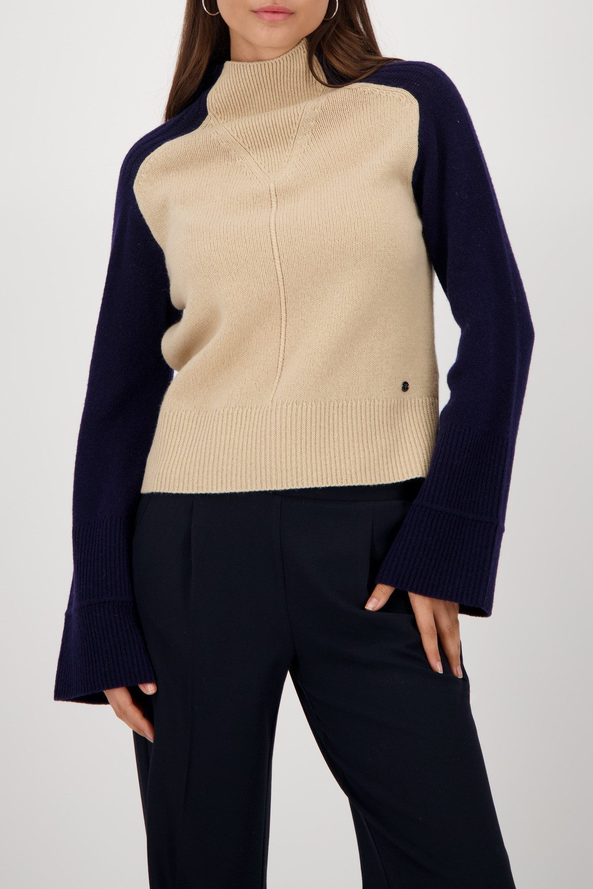 Monari Strickpullover Pullover Colorblock Regular fit mit Rundhalsausschnit günstig online kaufen
