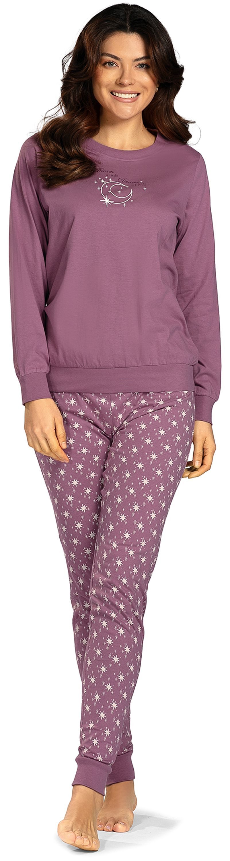 comtessa Schlafanzug Lovely Dreams (Set, 2 tlg., 2-teilig) Damen Pyjama lang Baumwolle Langarm Bündchen große Größen
