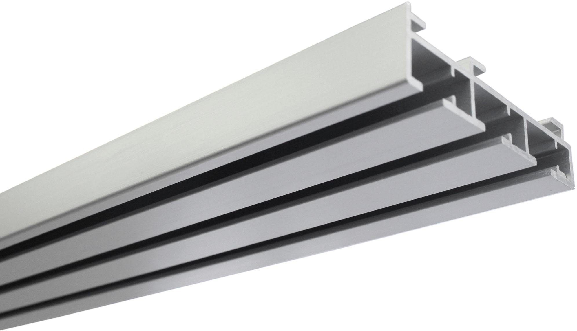 GARDINIA Gardinenschiene Flächenvorhangschiene 3-läufig, kürzbar, mit Bohren, Aluminium, 3-läufig