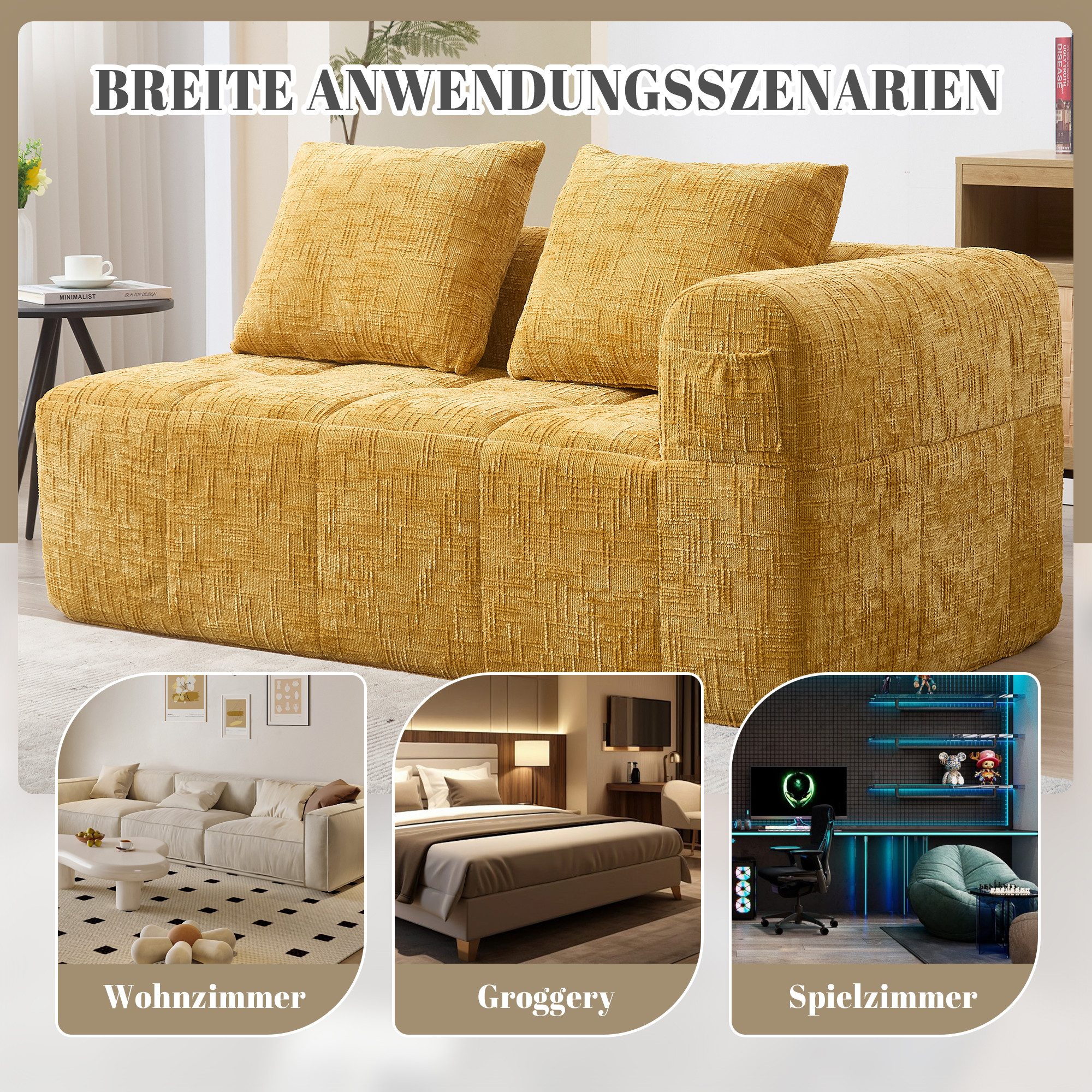 i@home 3-Sitzer Modernes Sektionssofa, L-Sofa, 3-Sitzer-Sofa, Kein Einbau erforderlich, kein Aufbau notwendig