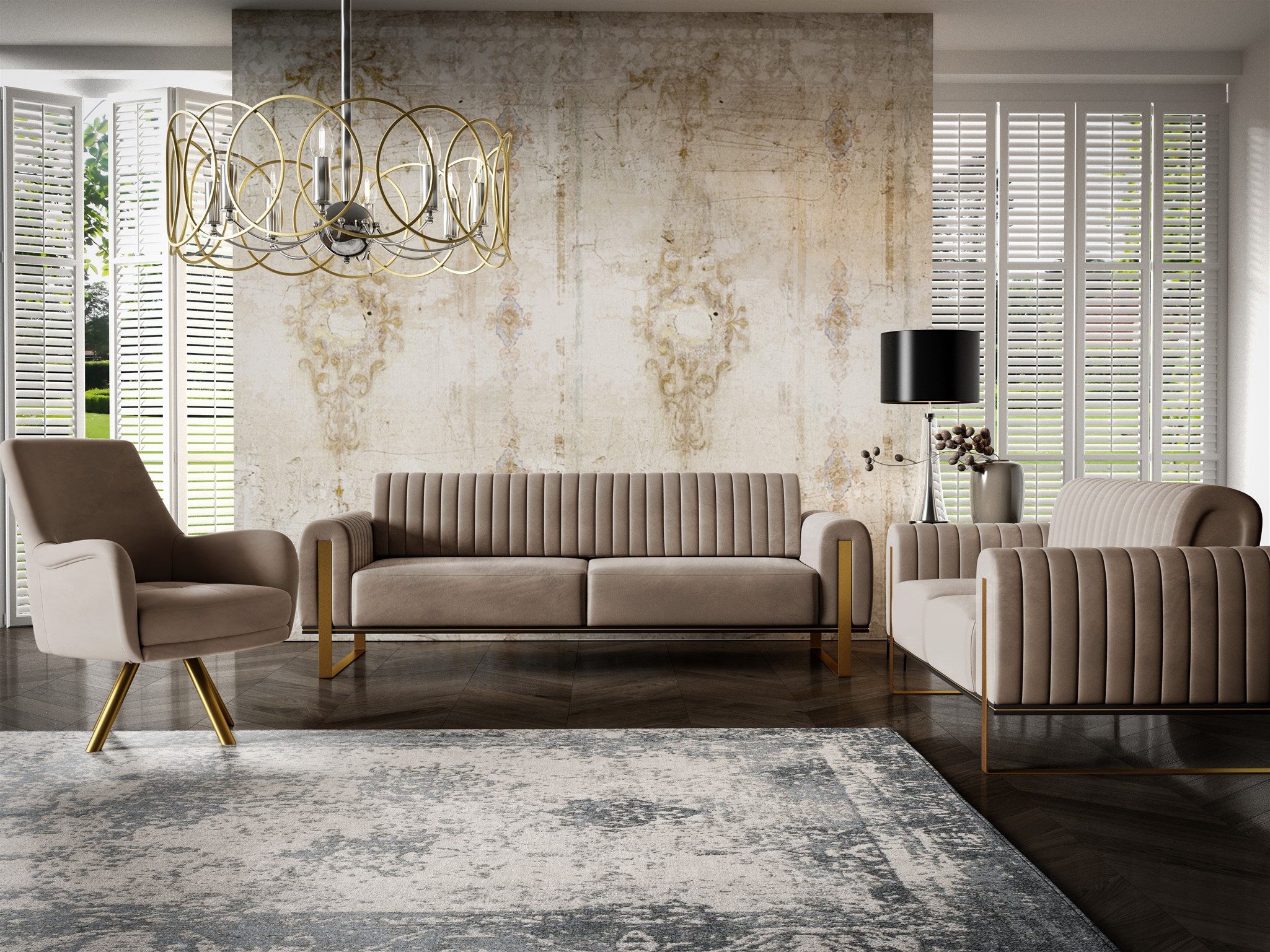 Fun Möbel Polstergarnitur Sofaset Designersofas VALERIE 3-2-1 in Stoff Elis günstig online kaufen