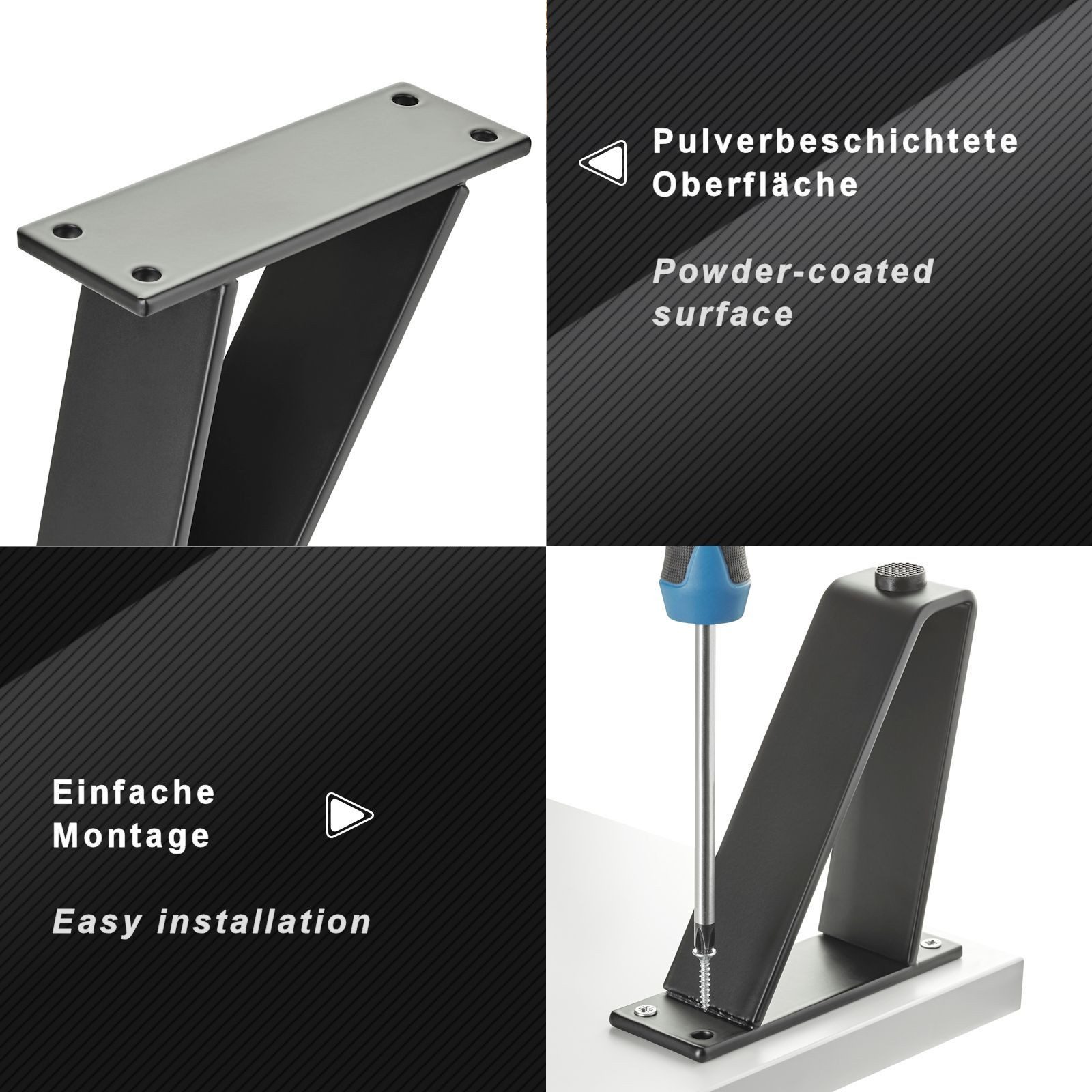 SO-TECH® Möbelfuß TANGO schwarz matt, belastbar bis 150 kg pro Fuß Sockelfuß, (1-St), Vitrinenfuß, Schrankfuß, Höhe 12,85 cm