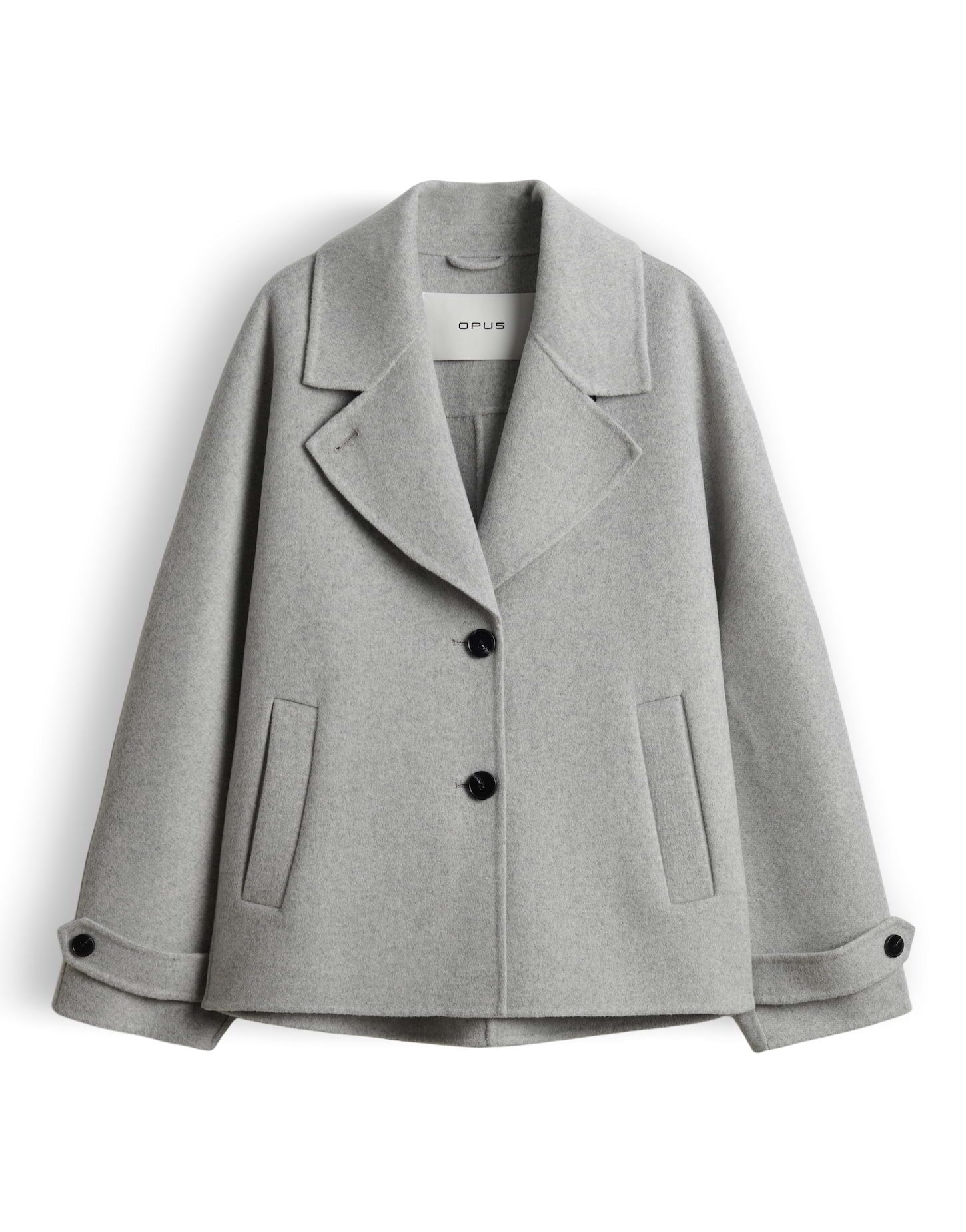 OPUS Wolljacke Cabanjacke aus doppellagige Wollqualität Loose Fit Riegel an der Manschette