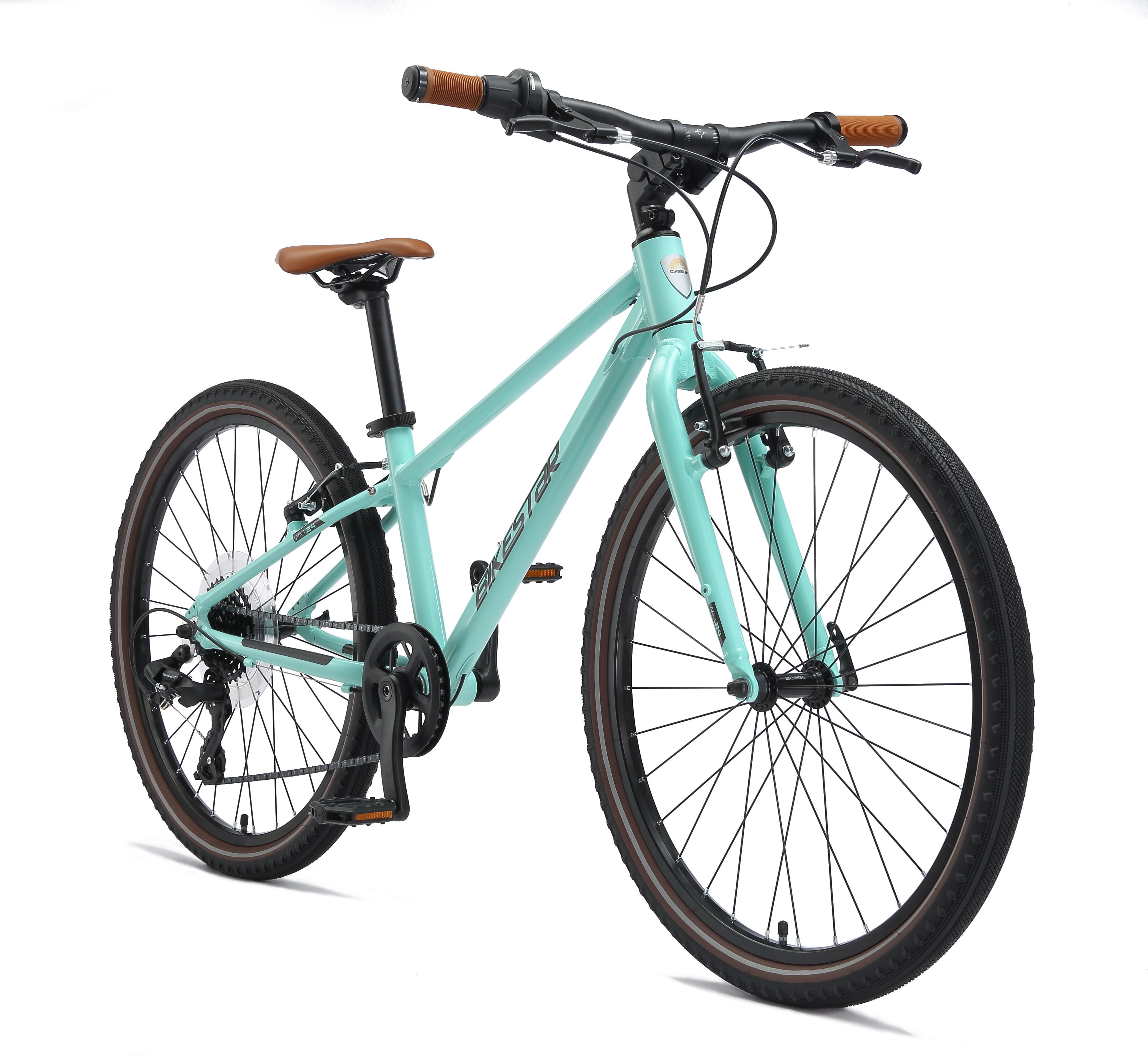 Bikestar Kinderfahrrad Leichtgewicht 9 kg 24 Zoll Aluminium ab 8 Jahre, 8 Gang Shimano RD-M2005 Schaltwerk, Kettenschaltung, Reflektierende Reifen, leichtes Treten, ergonomischer Rahmen