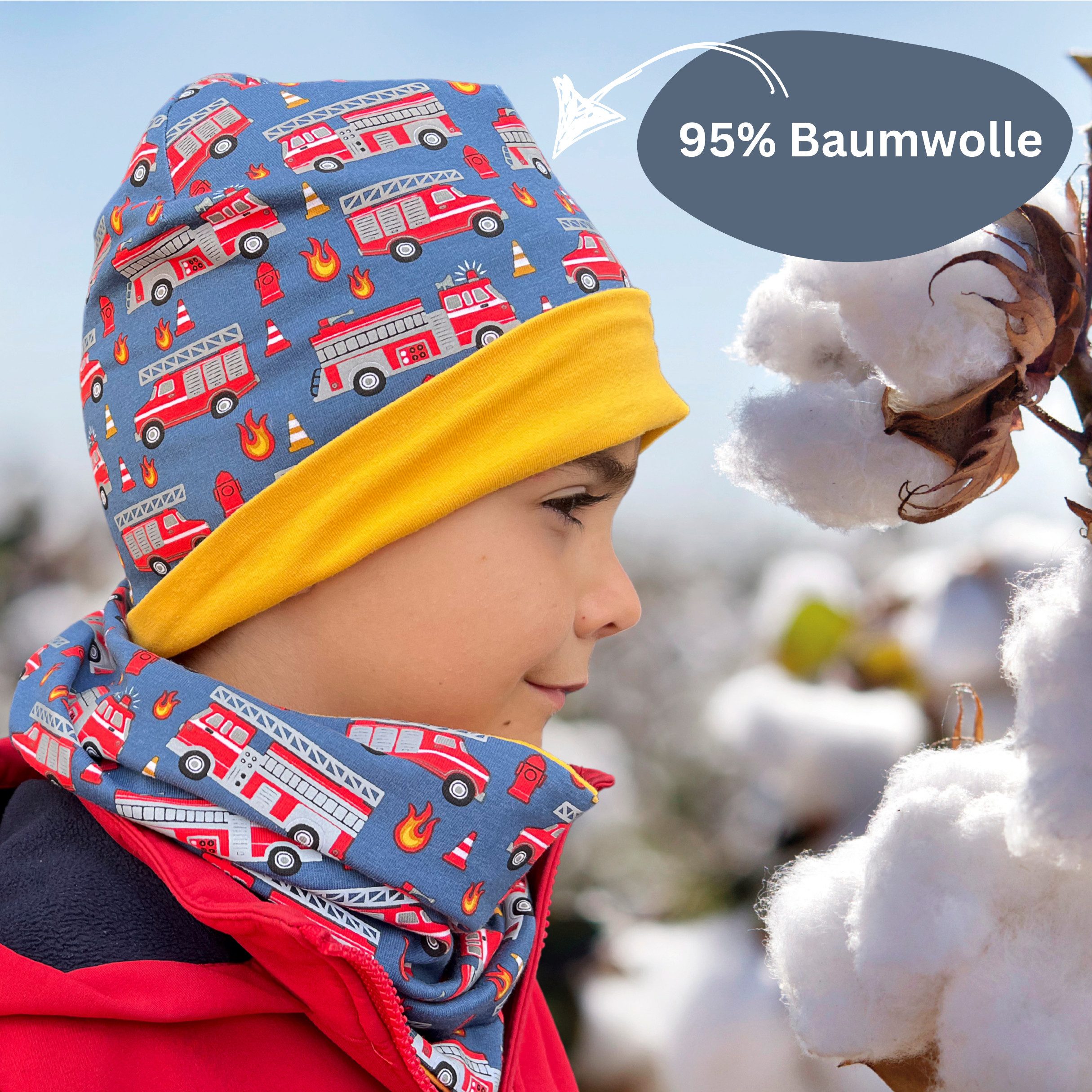 HECKBO Beanie 360° Reflektor Kinder Beanie Mütze & Loop Schal Set – Bild 4 von 5