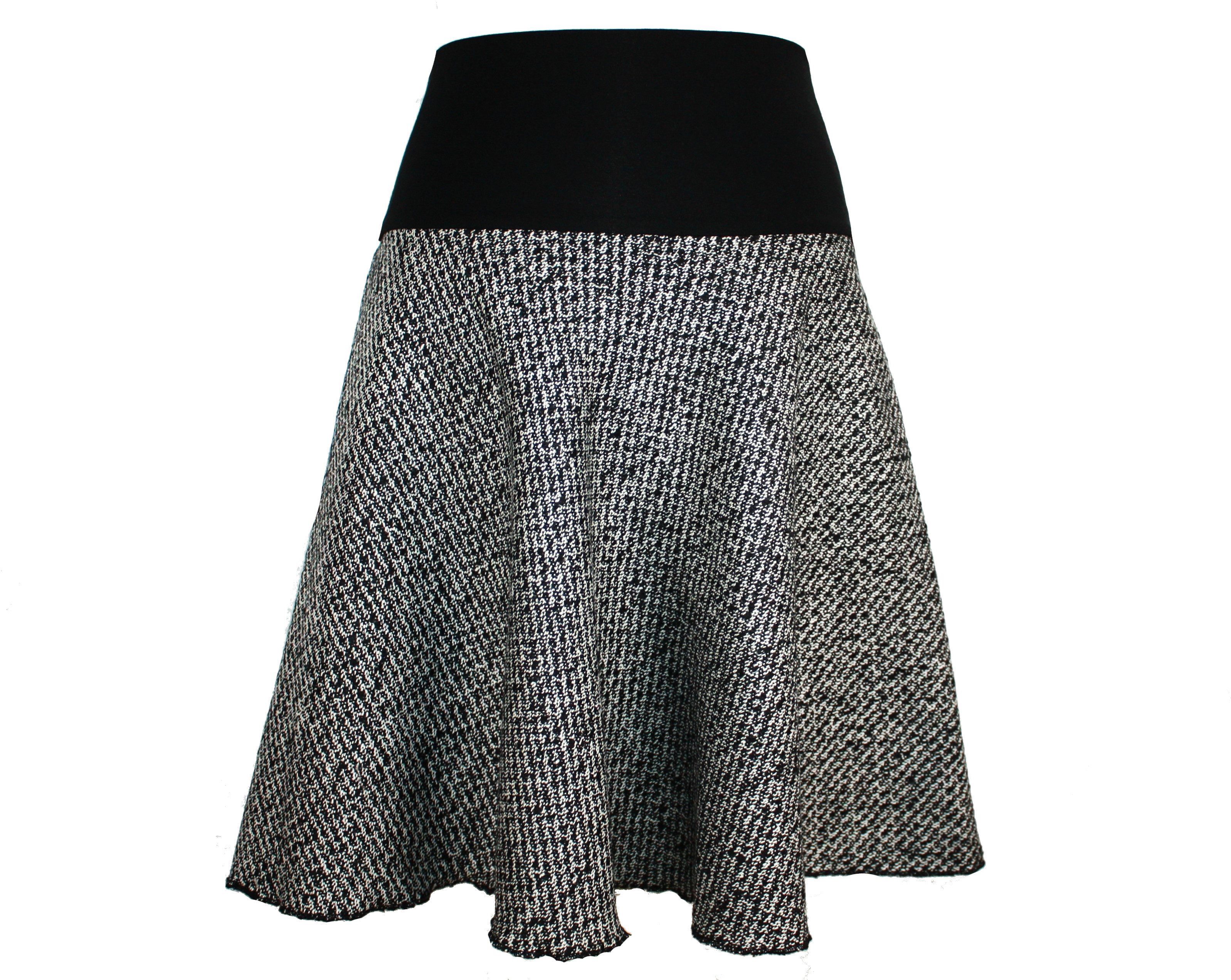 dunkle design A-Linien-Rock Boucle Schwarz Rot Hahnentritt Salz Pfeffer elastischer Bund