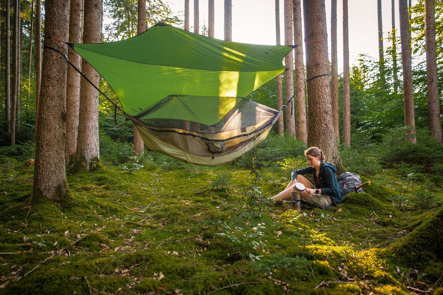 Amazonas Hängematte Ultra-Light Set, Moskitonetz + Tarp + Aufhängungen + Underquilt (5° C, Outdoor Hammock Set), XL und XXL