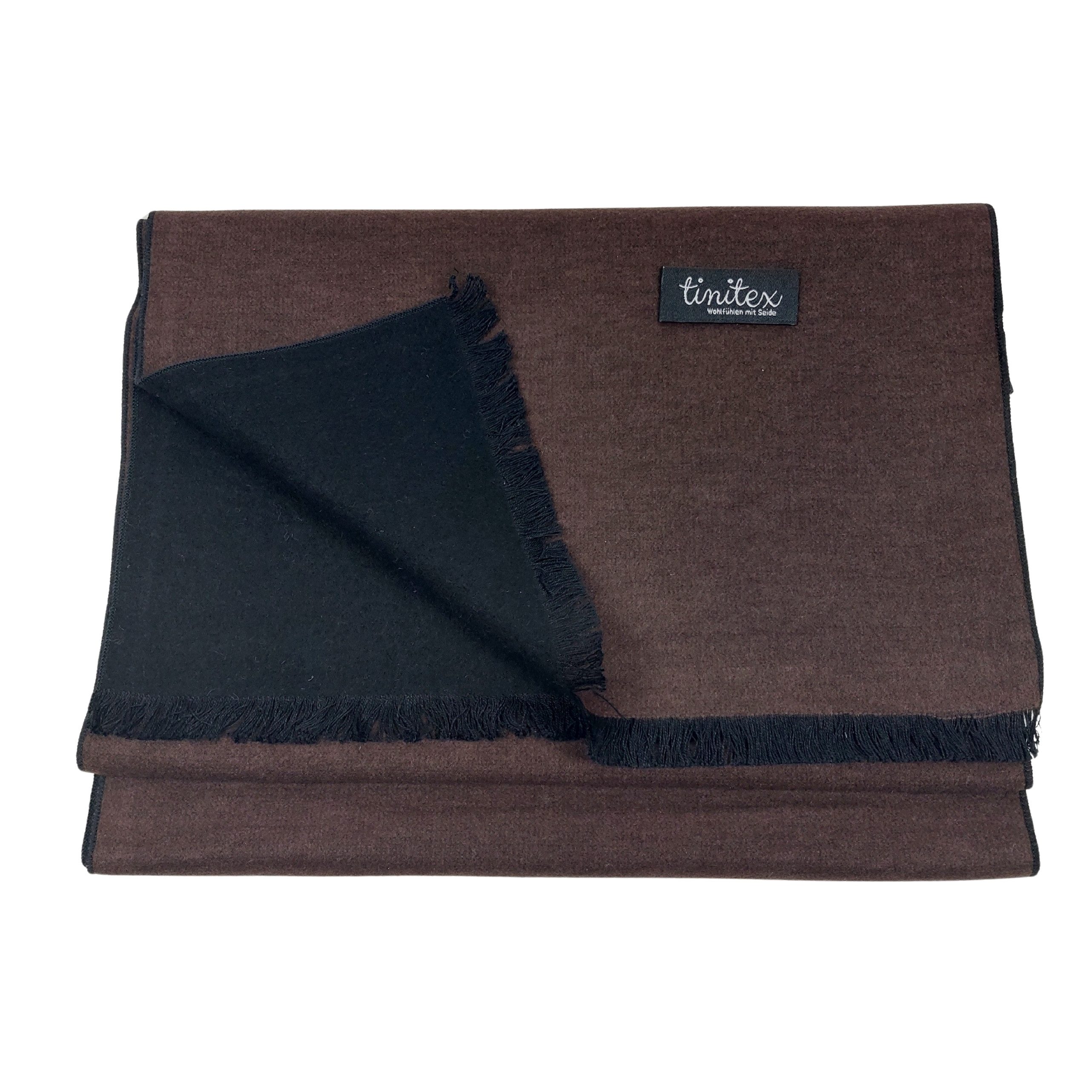 TINITEX Seidenschal Winterschal Schal Seidenflanell zweifarbig (schwarz + Farbe)