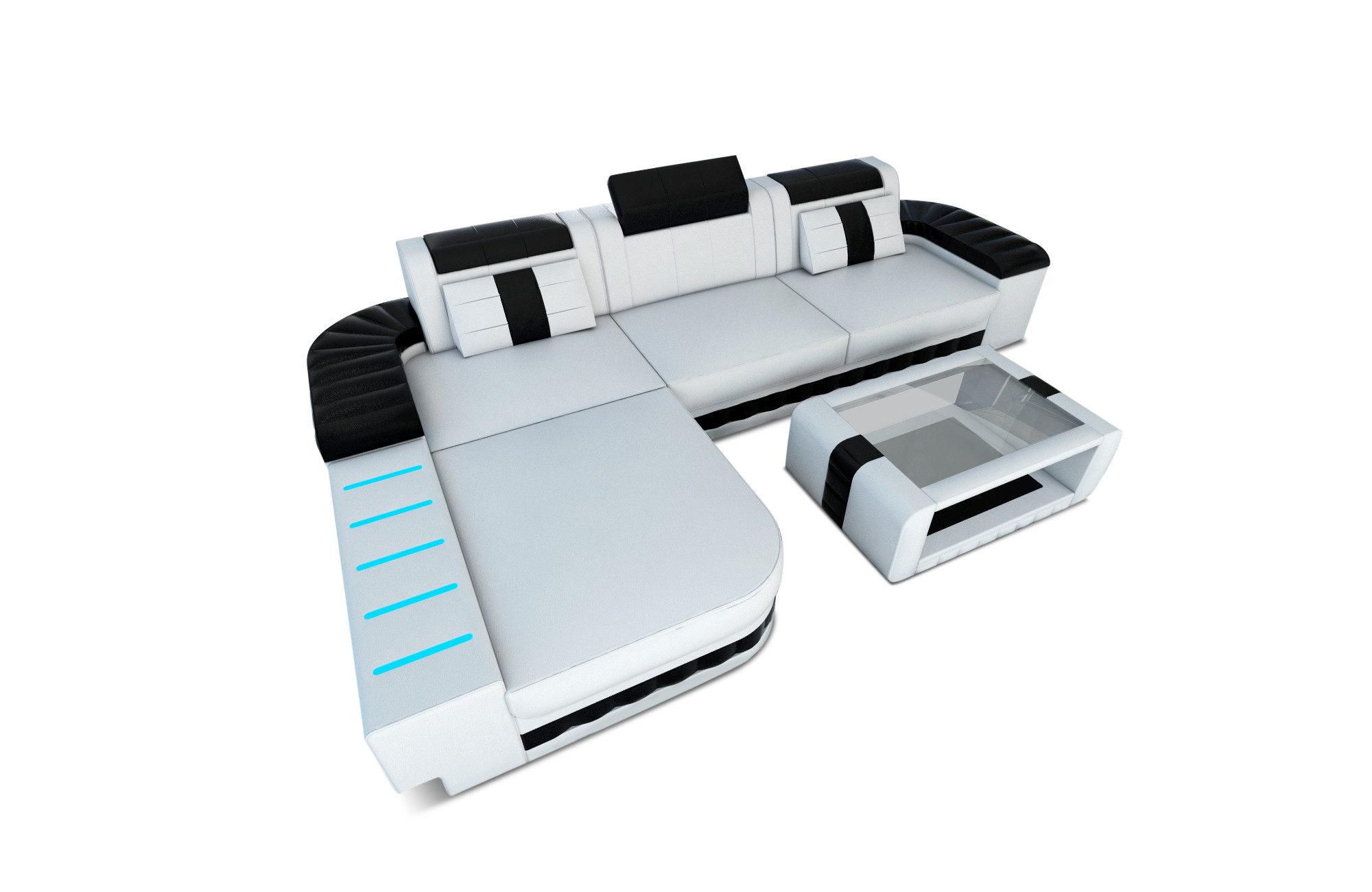 Sofa Dreams Ecksofa Ledersofa Bellagio L Form Leder Sofa Ledercouch, Couch, mit LED, wahlweise mit Bettfunktion als Schlafsofa, Designersofa