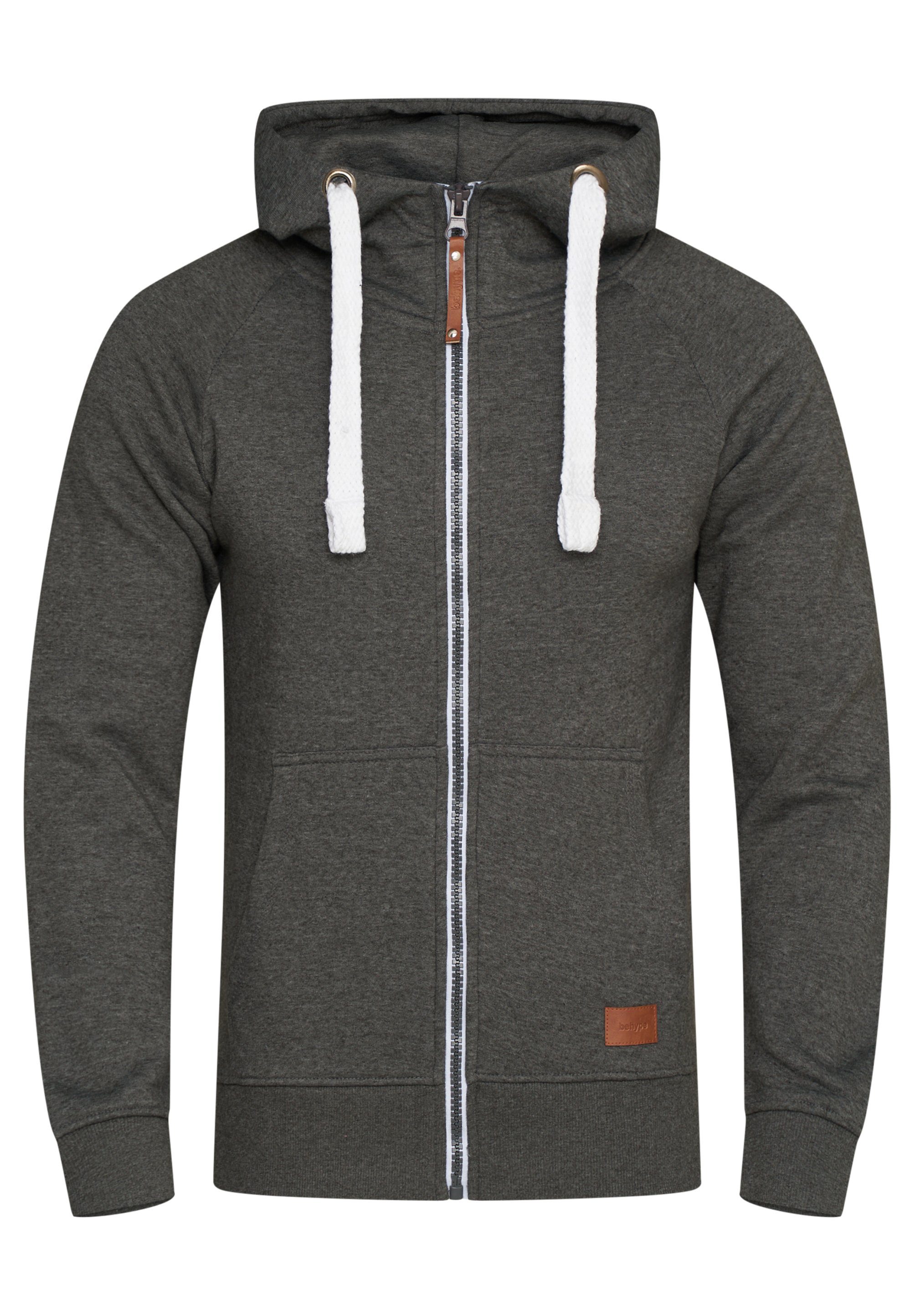 behype Kapuzensweatjacke BHOMNOI Basic Kapuzenpullover Hoodie günstig online kaufen