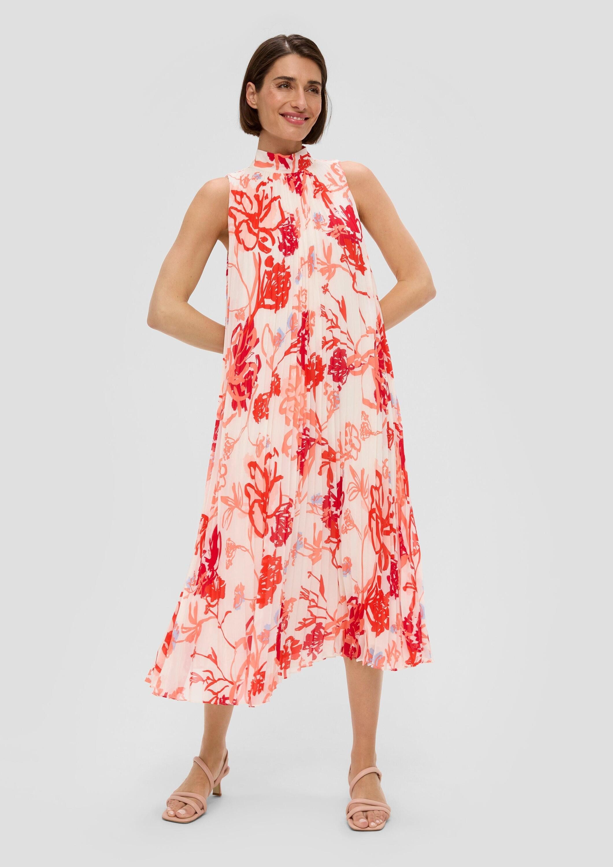 s.Oliver Midikleid Kleid Plissiertes Chiffonkleid günstig online kaufen