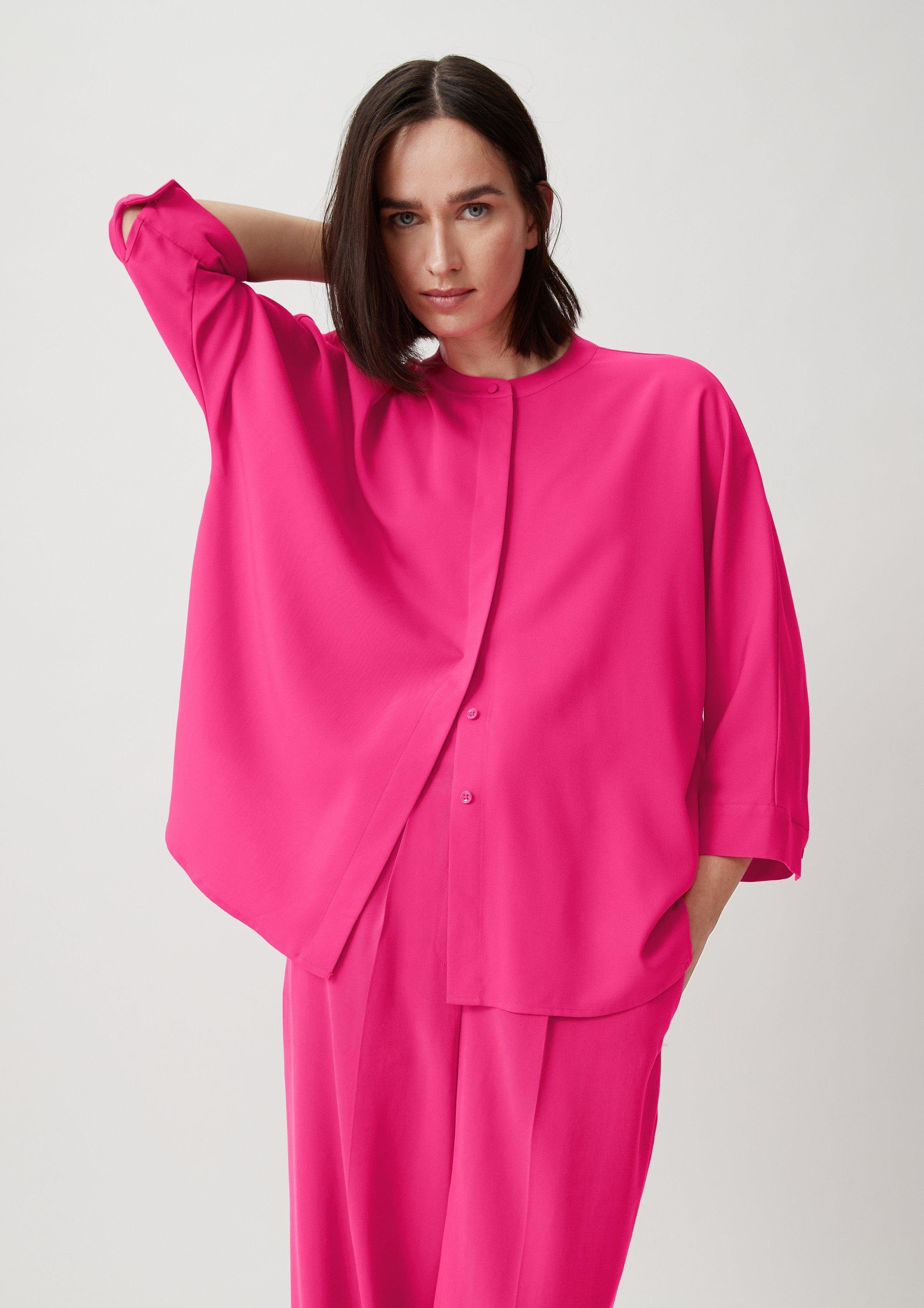 Comma 3/4-Arm-Shirt Twill-Bluse aus Viskosemix pink