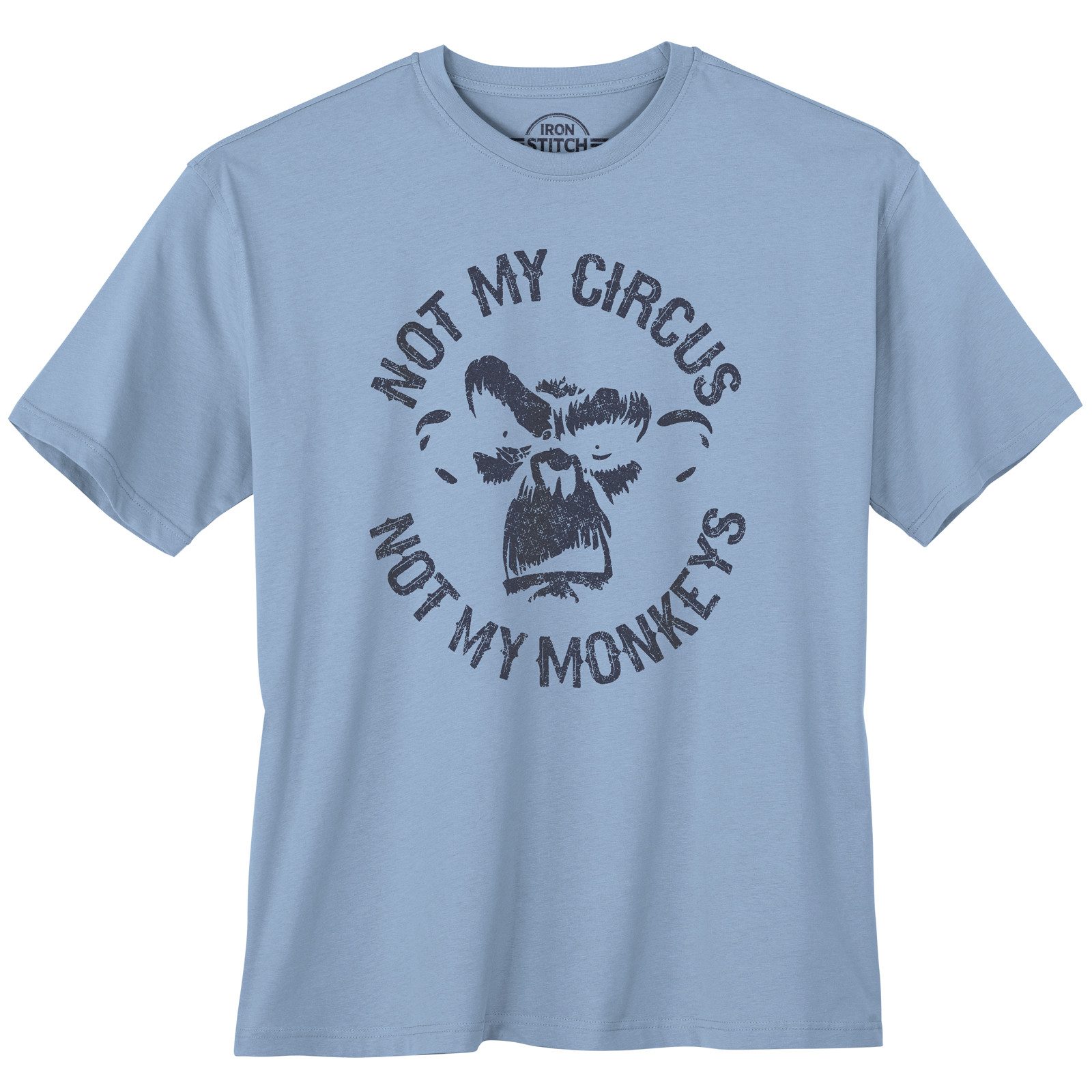 Print-Shirt Iron Stitch Übergröße T-Shirt Not my Circus hellblau