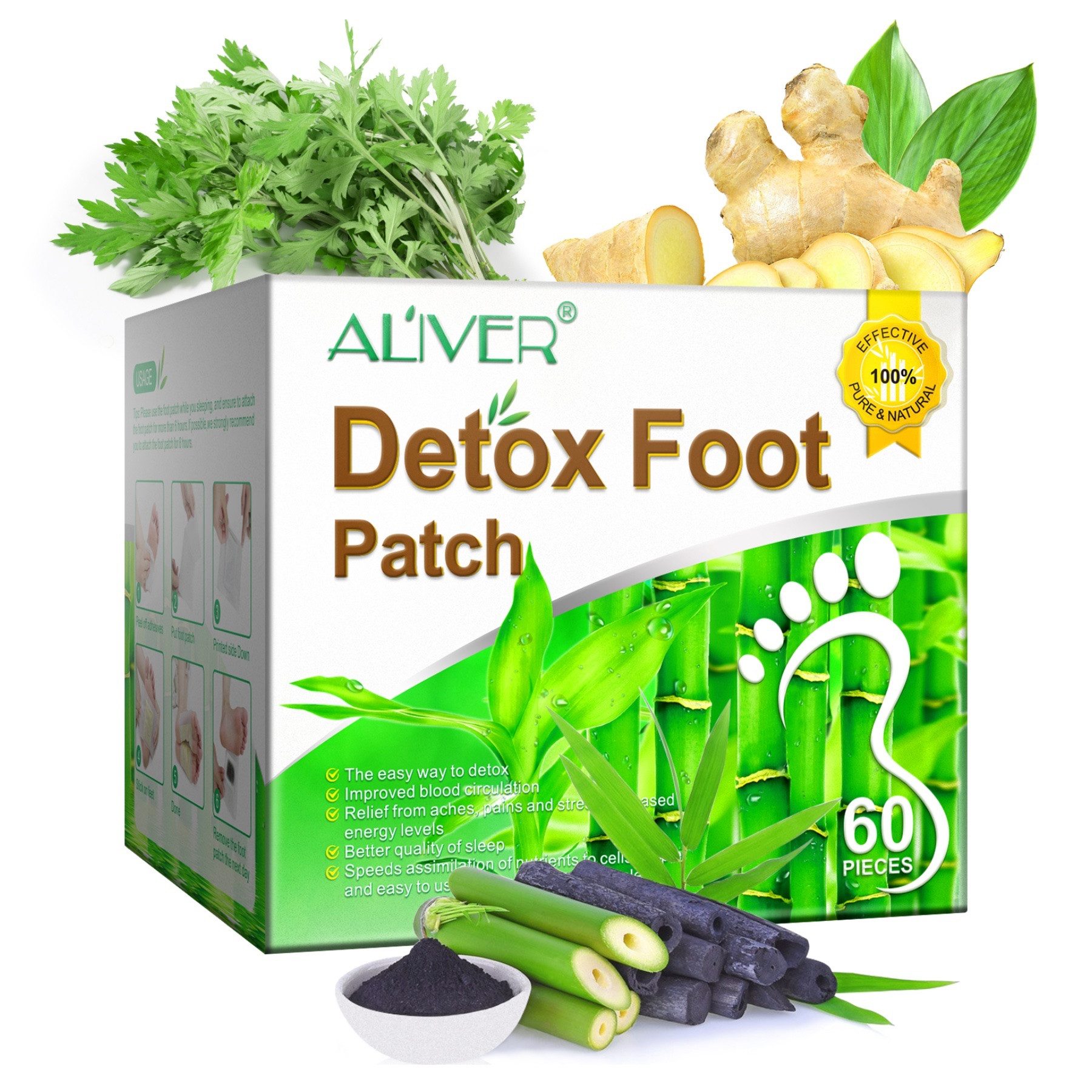 Fußmaske Detox Fußpflaster Entgiftungspflaster Bambusessig Ingwer Extrakt