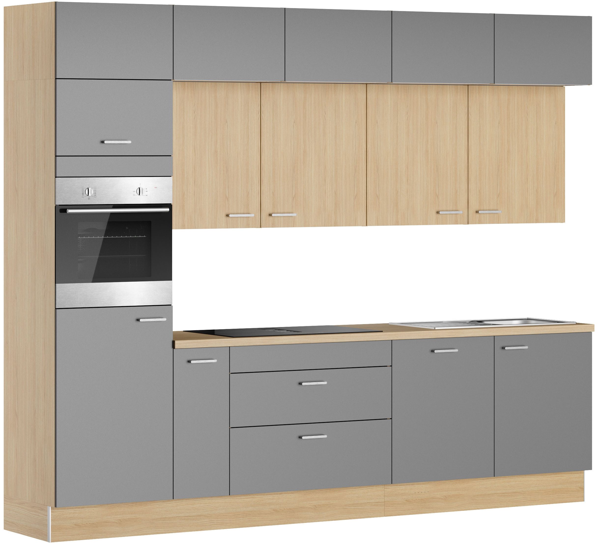 KOCHSTATION Küchenzeile KS-Lucy, Breite 300 cm, Soft-Close, inkl. Zubehör, wahlweise mit E-Geräten
