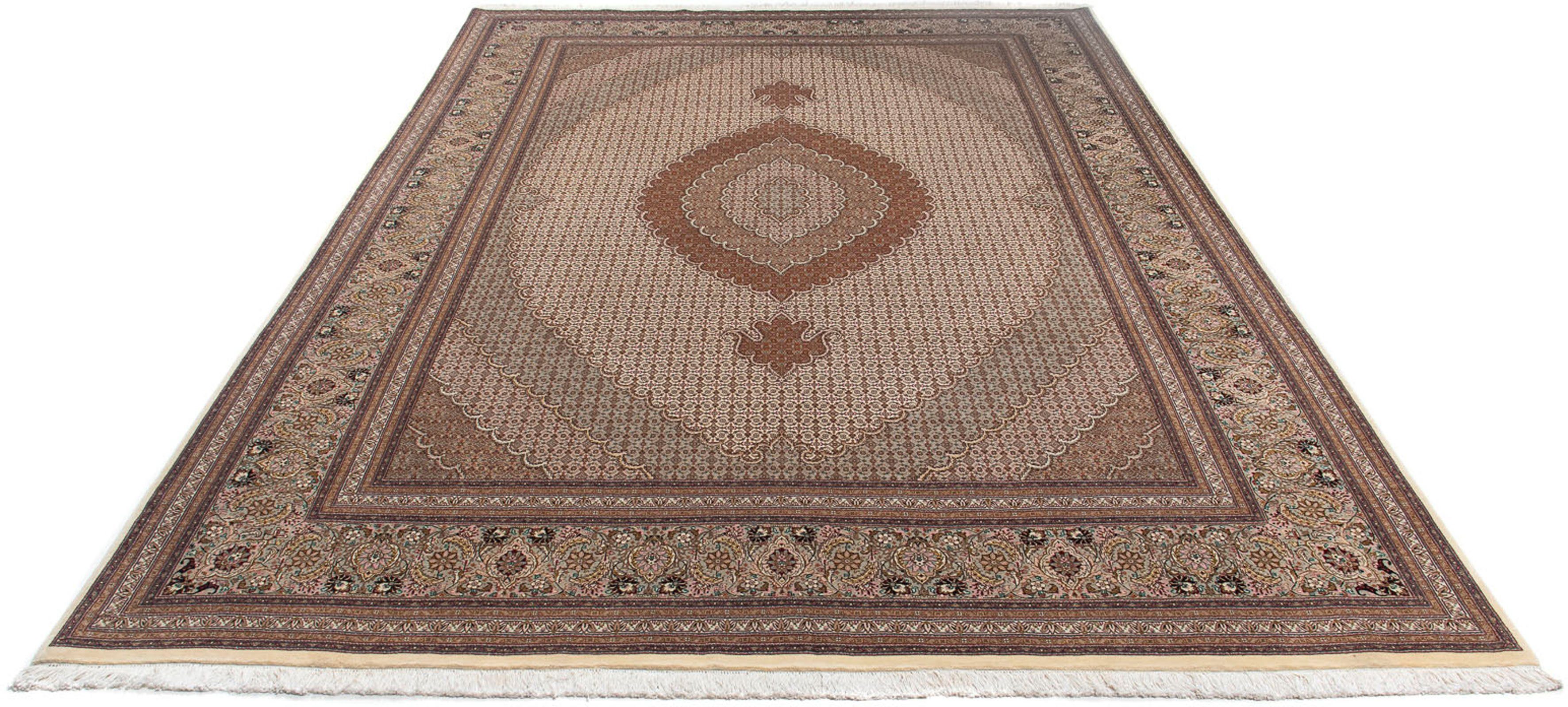 Orientteppich Perser - Täbriz - 363 x 250 cm - hellbraun, morgenland, rechteckig, Höhe: 10 mm, Wohnzimmer, Handgeknüpft, Einzelstück mit Zertifikat