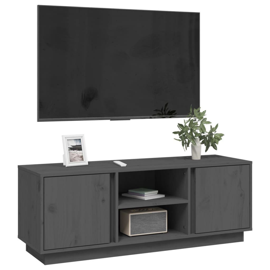 furnicato TV-Schrank Grau Massivholz cm 110x35x40,5 Kiefer