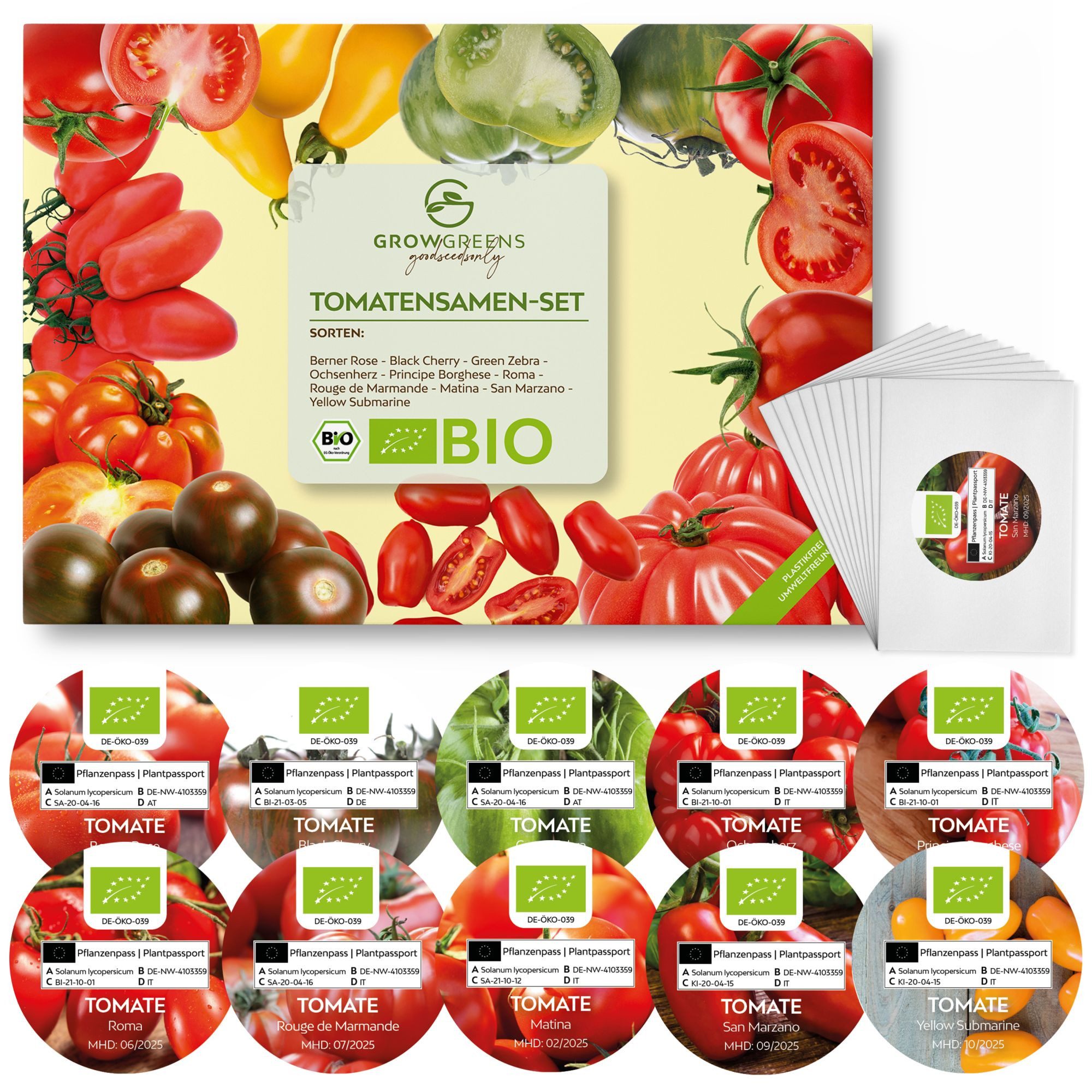Gemüsesamen BIO Tomatensamen Set (10 Sorten) - Tomaten Anzuchtset aus bio. Anbau