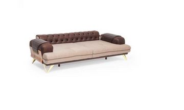 JVmoebel Chesterfield-Sofa Dreisitzer Braun Chesterfield Couch Sofa Möbel Polster Einrichtung