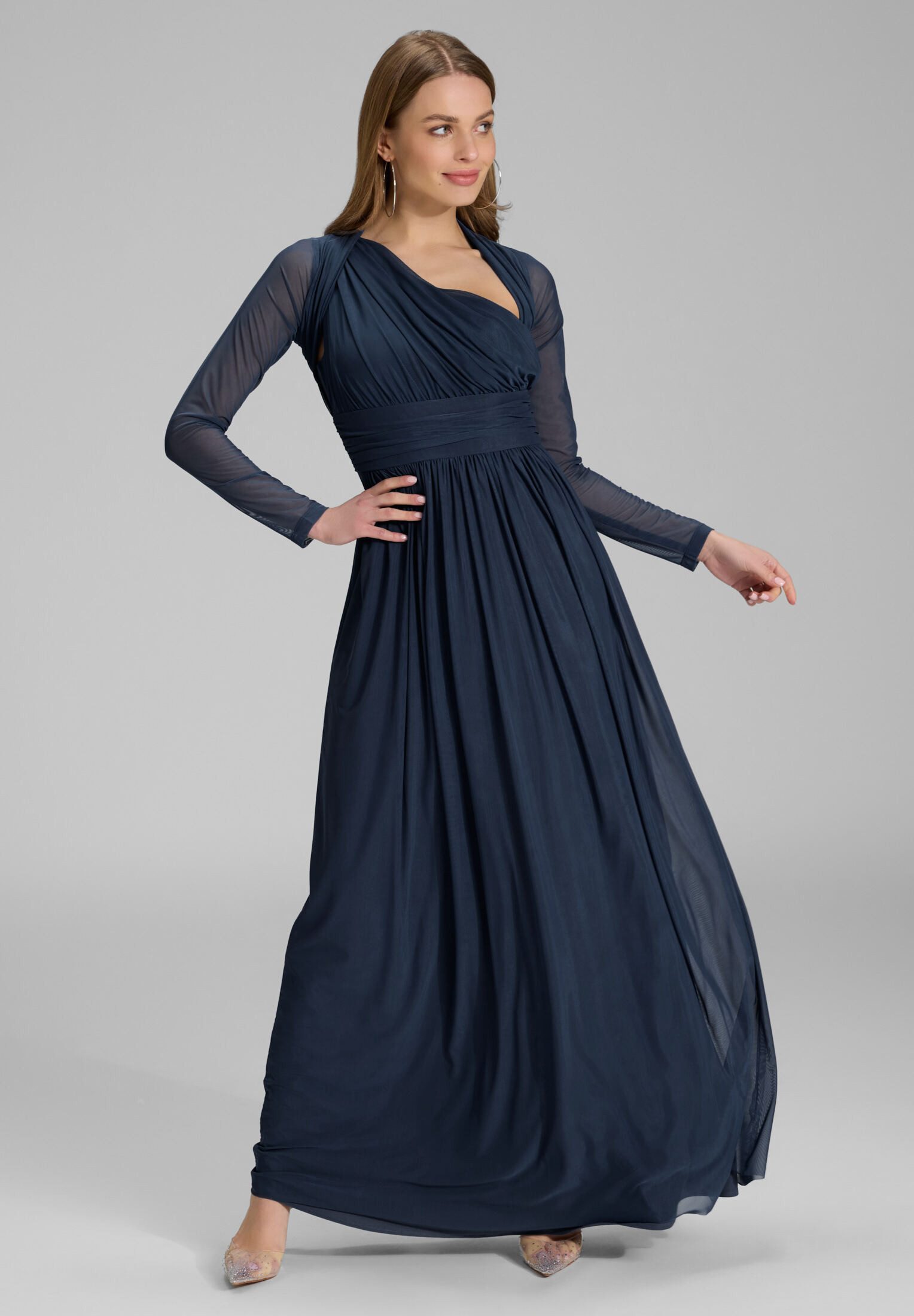 SWING Boleroblazer - Bolero aus Mesh mit Raffblende Figurbetonter Schnitt