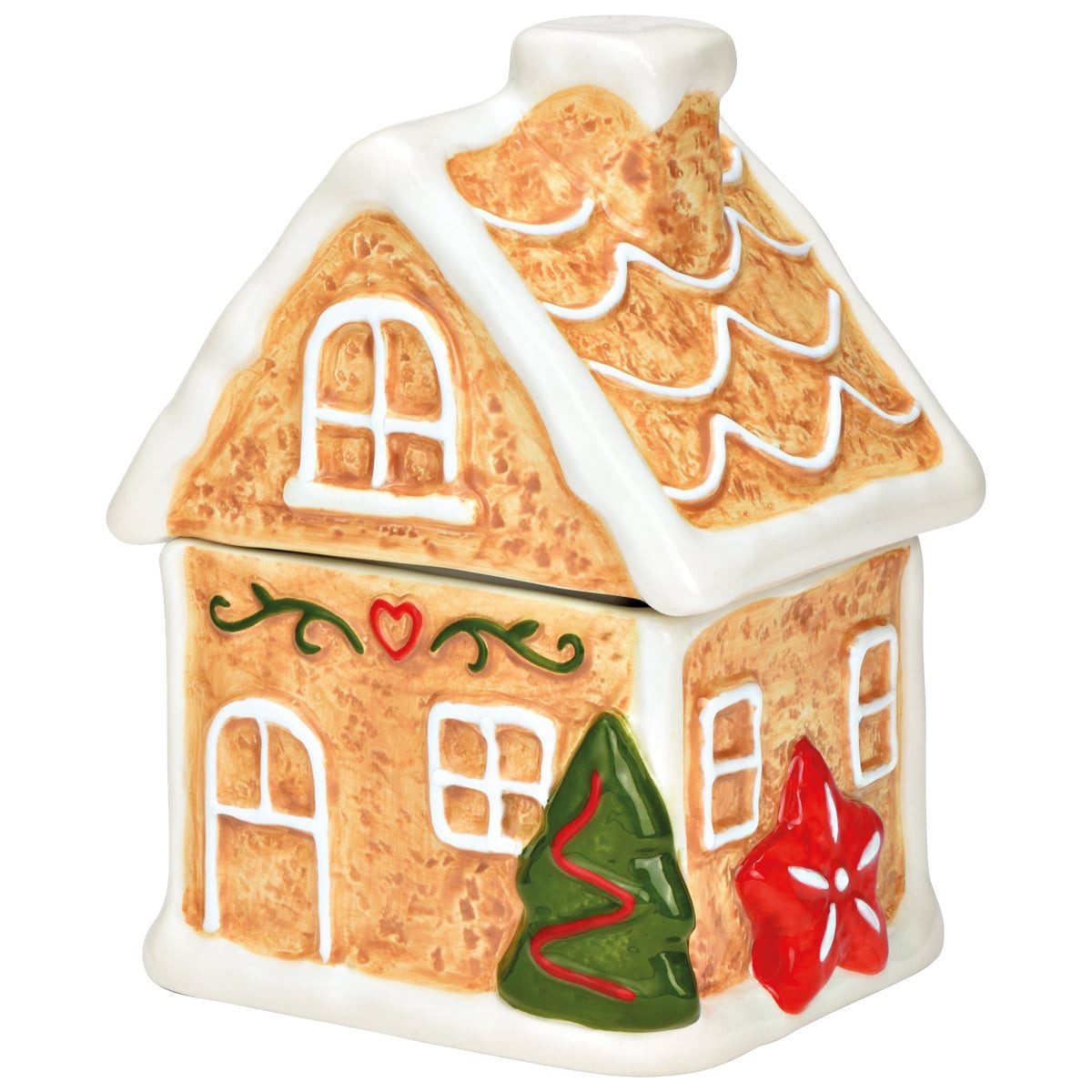 matches21 HOME & HOBBY Vorratsdose Keramik-Dose als Weihnachten Lebkuchenhaus Keksdose 12 x 16 cm, Keramik, (1-tlg), Eckige Aufbewahrungsdose als bunte Plätzchendose Gebäckdose