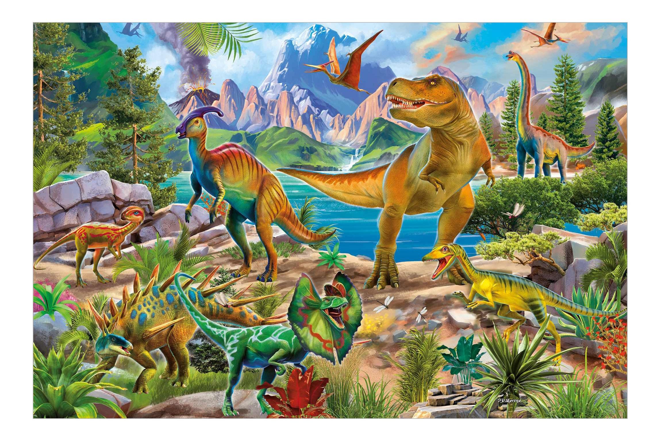 Bilderdepot24 Kindertapete Kinderzimmer T-Rex Parasaurolophus Kinder Wandde günstig online kaufen