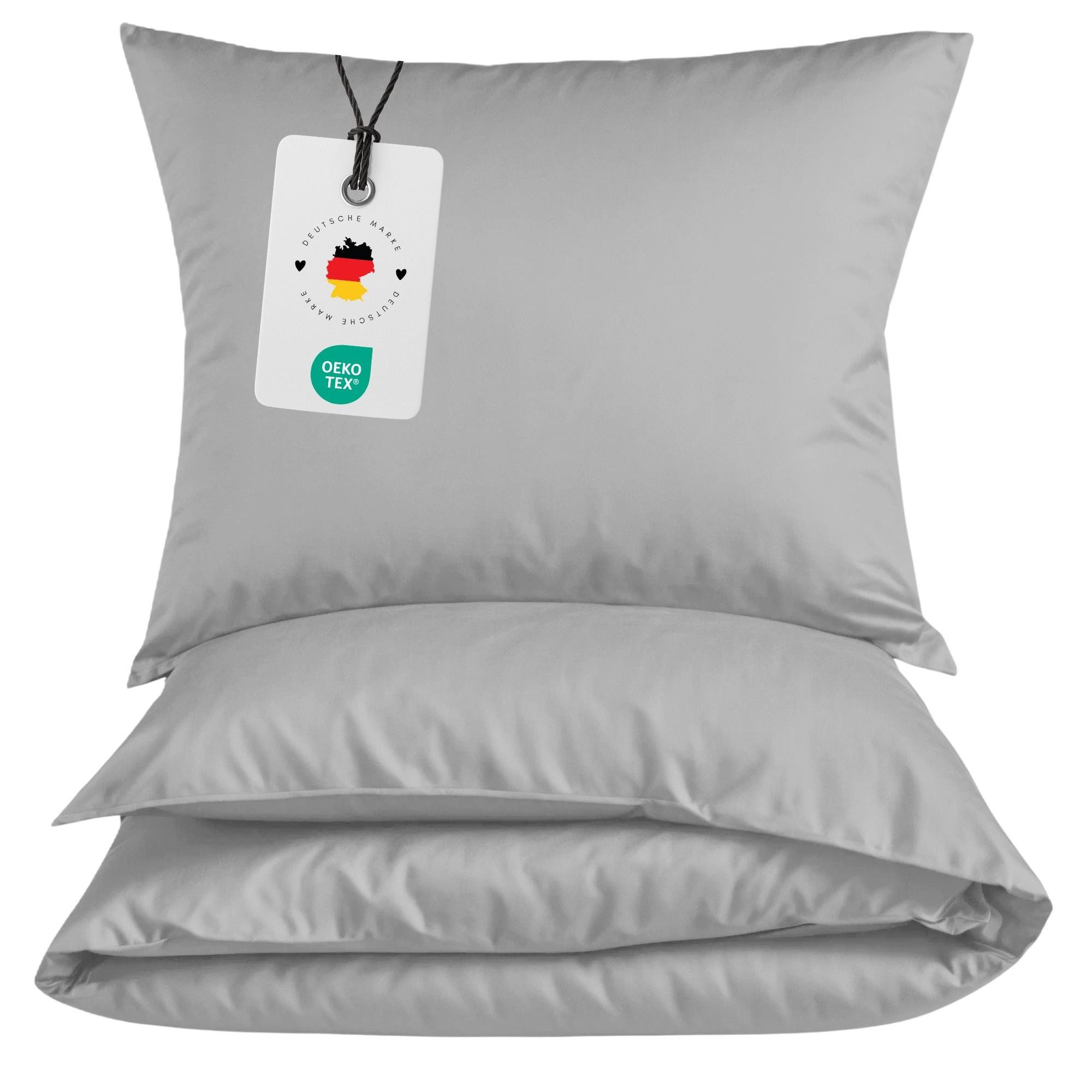 Carpe Sonno Bettwäsche Leichte Renforce Bettwäsche 135x200 155x220 Baumwolle Einfarbig Uni, Renforcé, 2 teilig, Uni Bettbezug 135x200 Silber - Extra Leicht & Oeko-Tex