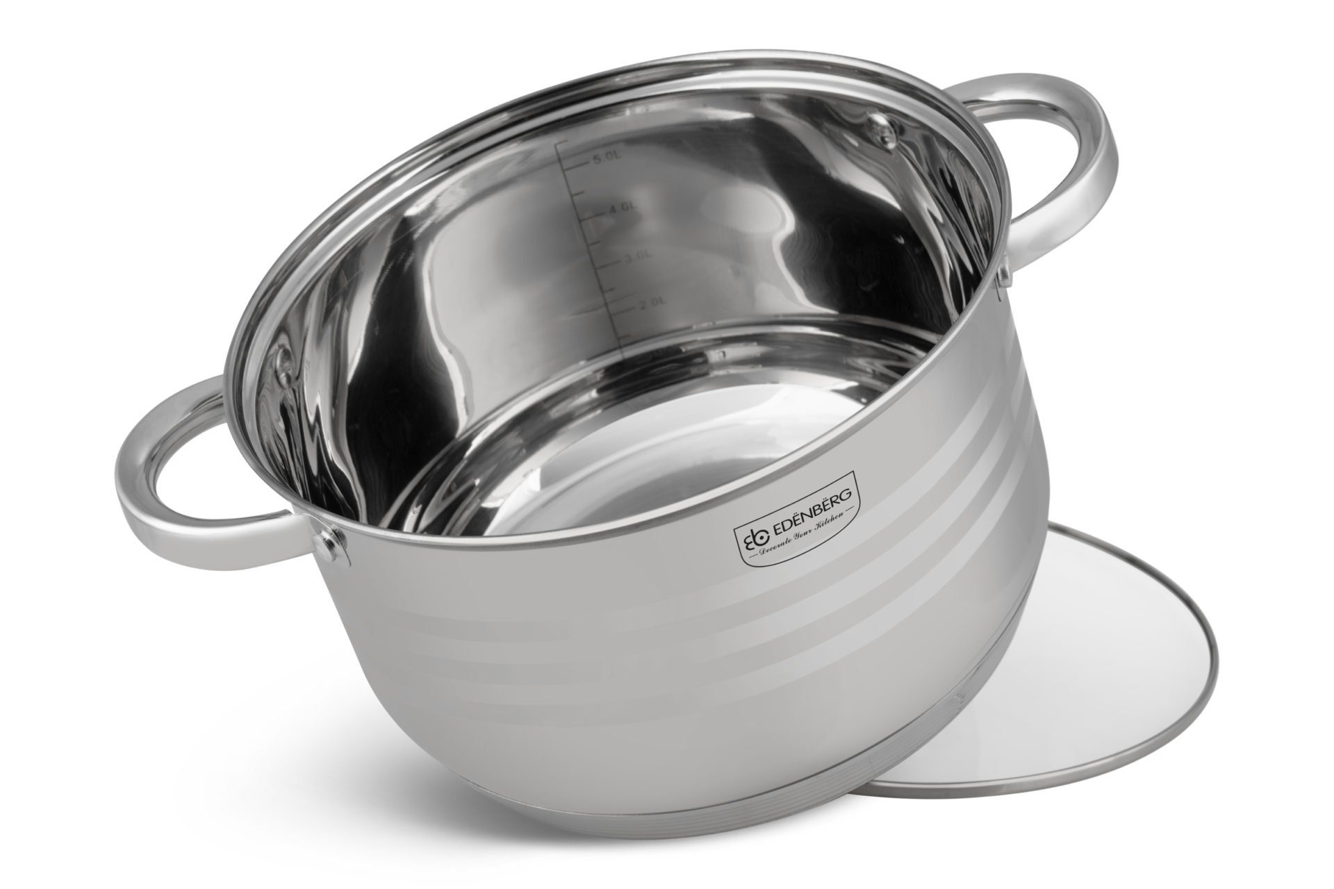 Edenberg Topf-Set Kochtöpfe, 6 Größen mit Glasdeckel, Kochtopfset, Topfset Edelstahl, Aluminium, Edelstahl, Glas (Töpfe in verschiedenen Größen: 1.4L / 2.1L / 3.0L / 4.0L / 5.1L / 6.6L, Zeitloses Design des Topfsets. Eine ideale Geschenkidee)