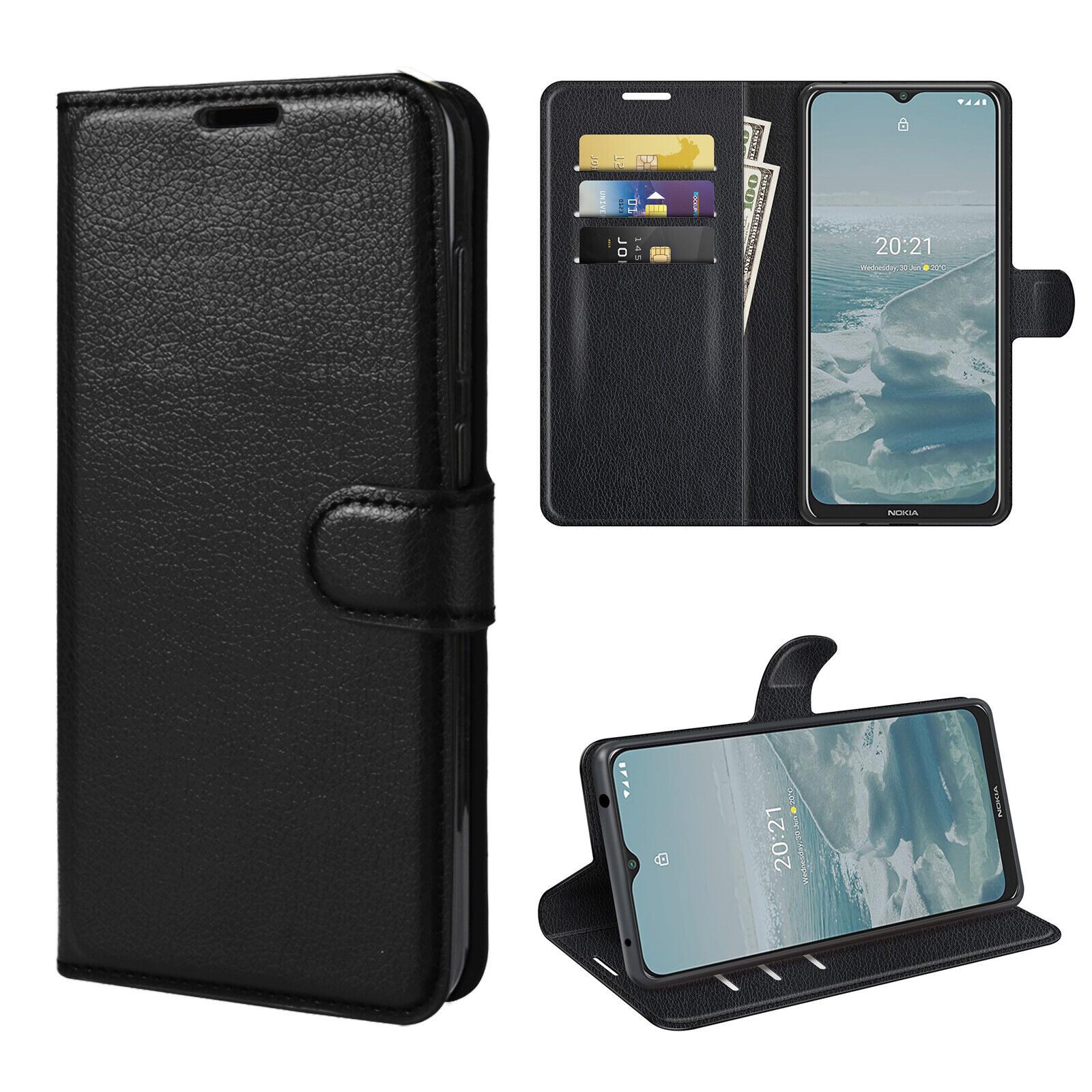 betterfon Handyhülle Handytasche für Nokia G10 G20 Klapphülle Flip Case Schwarz, 3 Kartenfächer, Magnetverschluss & Standfunktion im Lederlook – Bild 3 von 5
