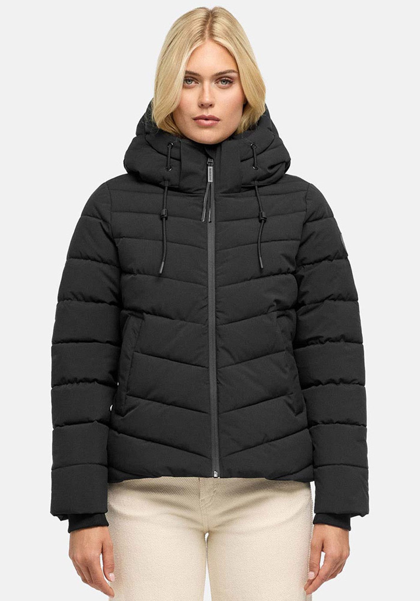 Marikoo Winterjacke Nobiruu Winterjacke mit Kapuze und diagonaler Steppoptik