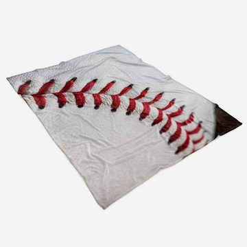 Sinus Art Handtücher Handtuch Strandhandtuch Saunatuch Kuscheldecke mit Fotomotiv Baseball rote Naht, Baumwolle-Polyester-Mix (1-St), Handtuch