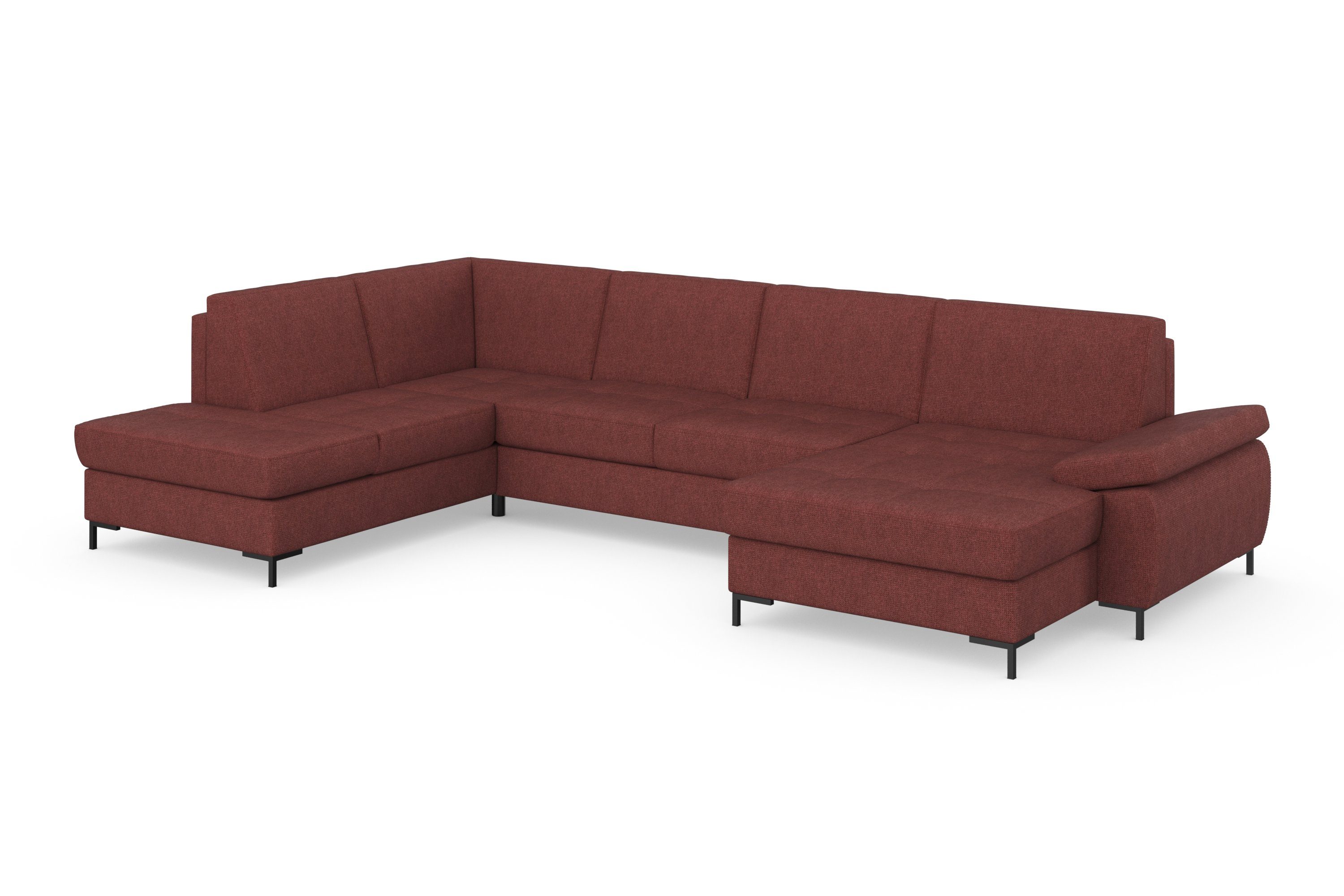 DOMO collection Wohnlandschaft Capelo, komfortabel, klare Linien zeichnen dieses Design aus, U-Form, mit Armteilverstellung, wahlweise mit Bettfunktion, Federkern