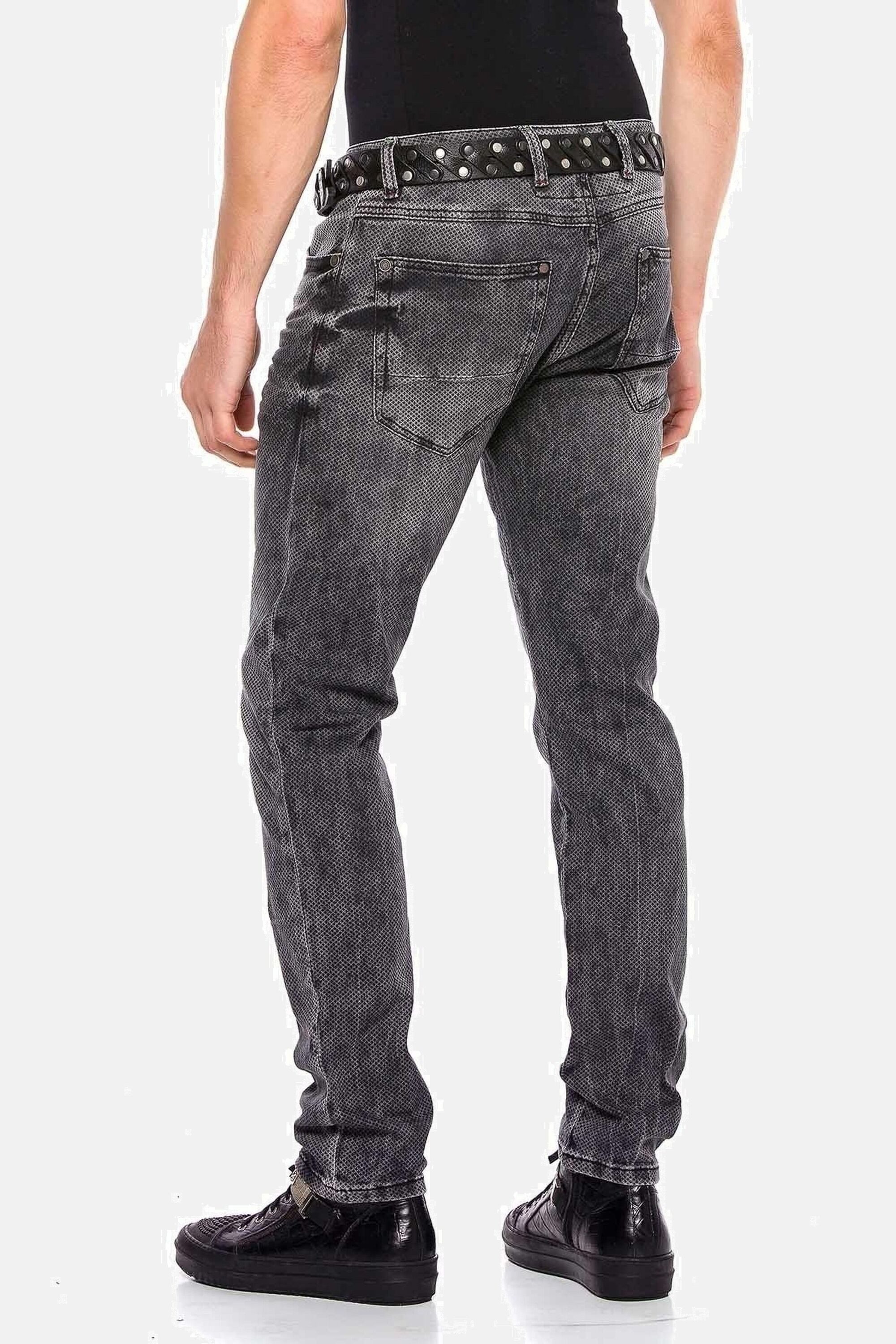 Cipo & Baxx Slim-fit-Jeans Jeans mit Allover-Gitter-Musterung, CD543