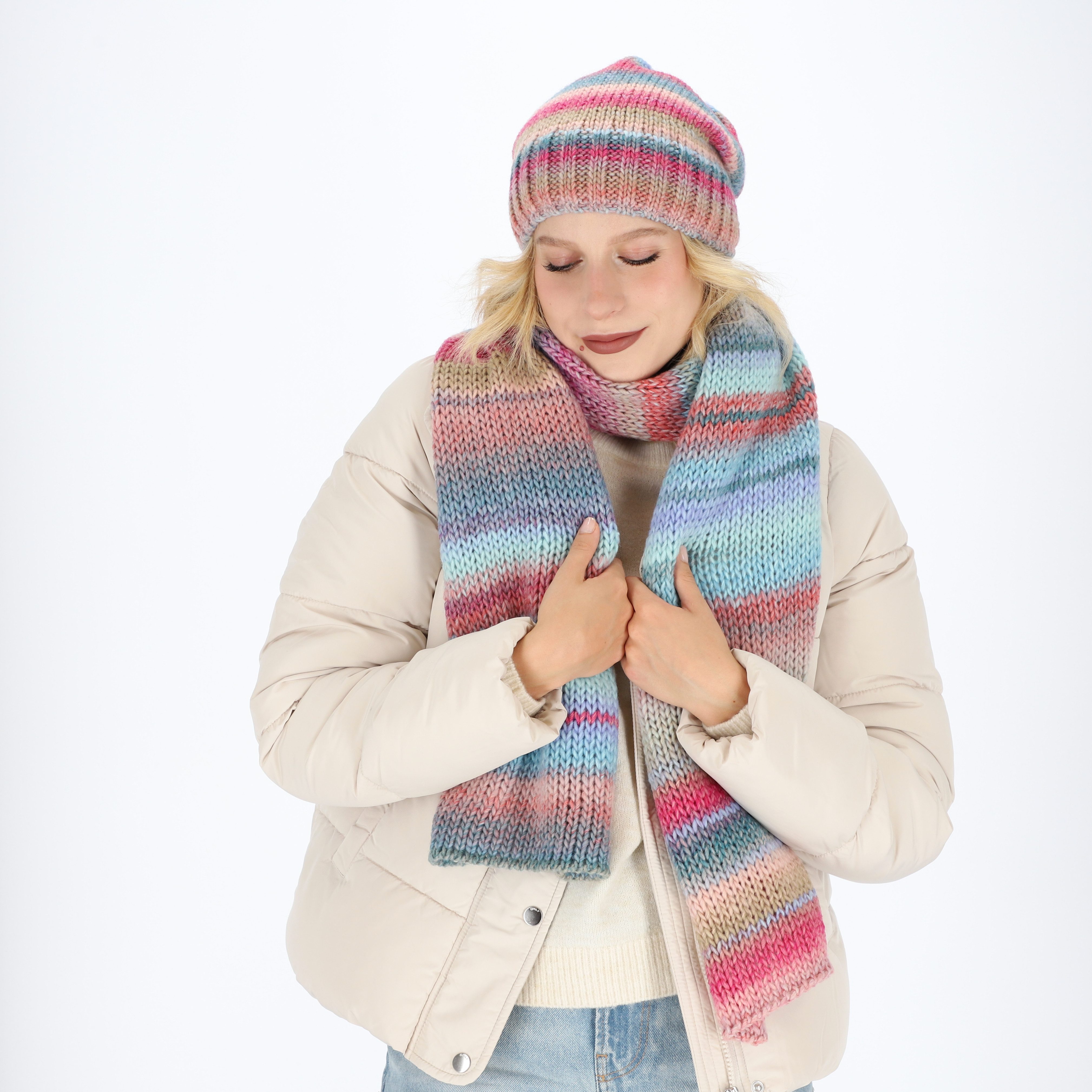 halsüberkopf Accessoires Strickschal Glattgestrickt Multicolor, Made in Germany!