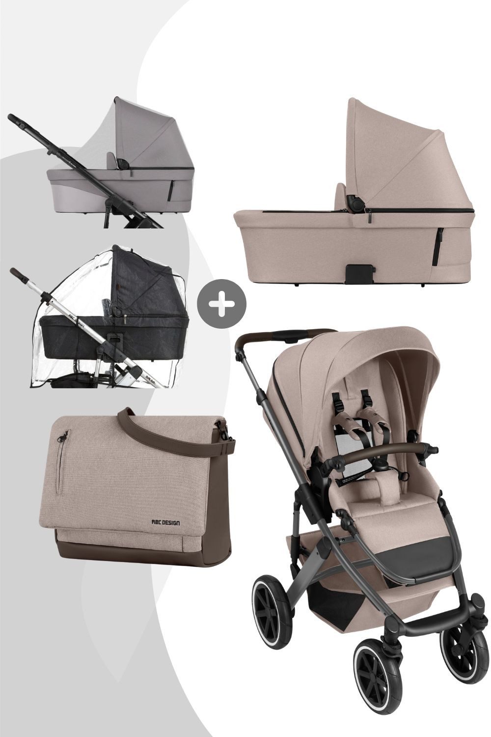 ABC Design Kombi-Kinderwagen Salsa 5 Air Kombikinderwagen inkl. Zubehör Set, Ab Geburt bis ca. 4 Jahre, Babywanne und Sitzeinheit