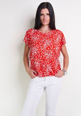 Seidel Moden Print-Shirt mit floralem Druck und Elastik im Saum, MADE IN GERMANY