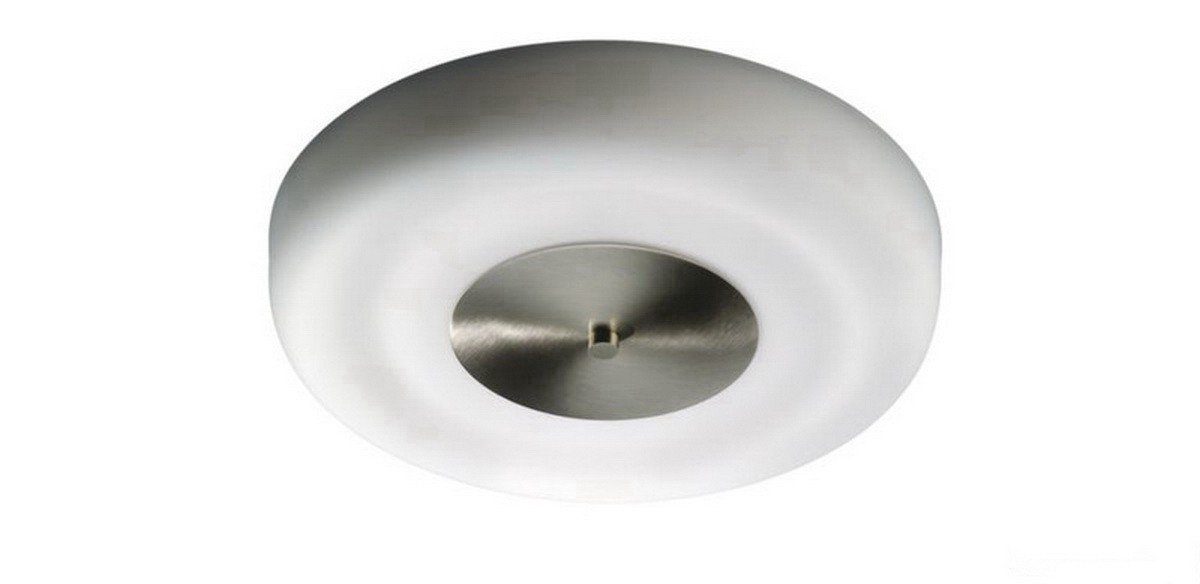 Qualitaetsware24 LED Aufbaustrahler TopSelection Deckenleuchte Opalglas Silber Ø 44,6cm, Kompaktleuchtstofflampe