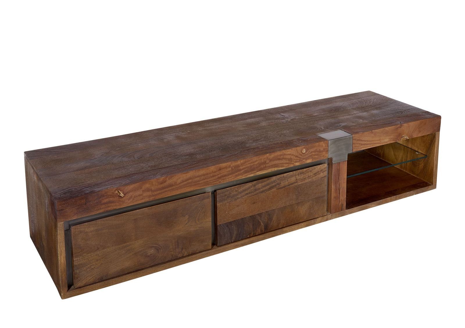 Massivmoebel24 TV-Board AMSTERDAM (Massivholz), TV-Board Mango 180x48x39 braun lackiert Amsterdam #01