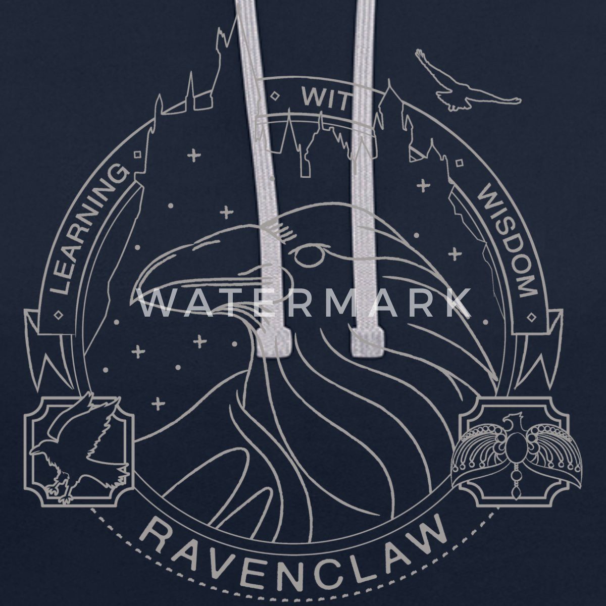 Spreadshirt Hoodie Harry Potter Ravenclaw Silver Unisex Kontrast Hoodie (1-tlg)