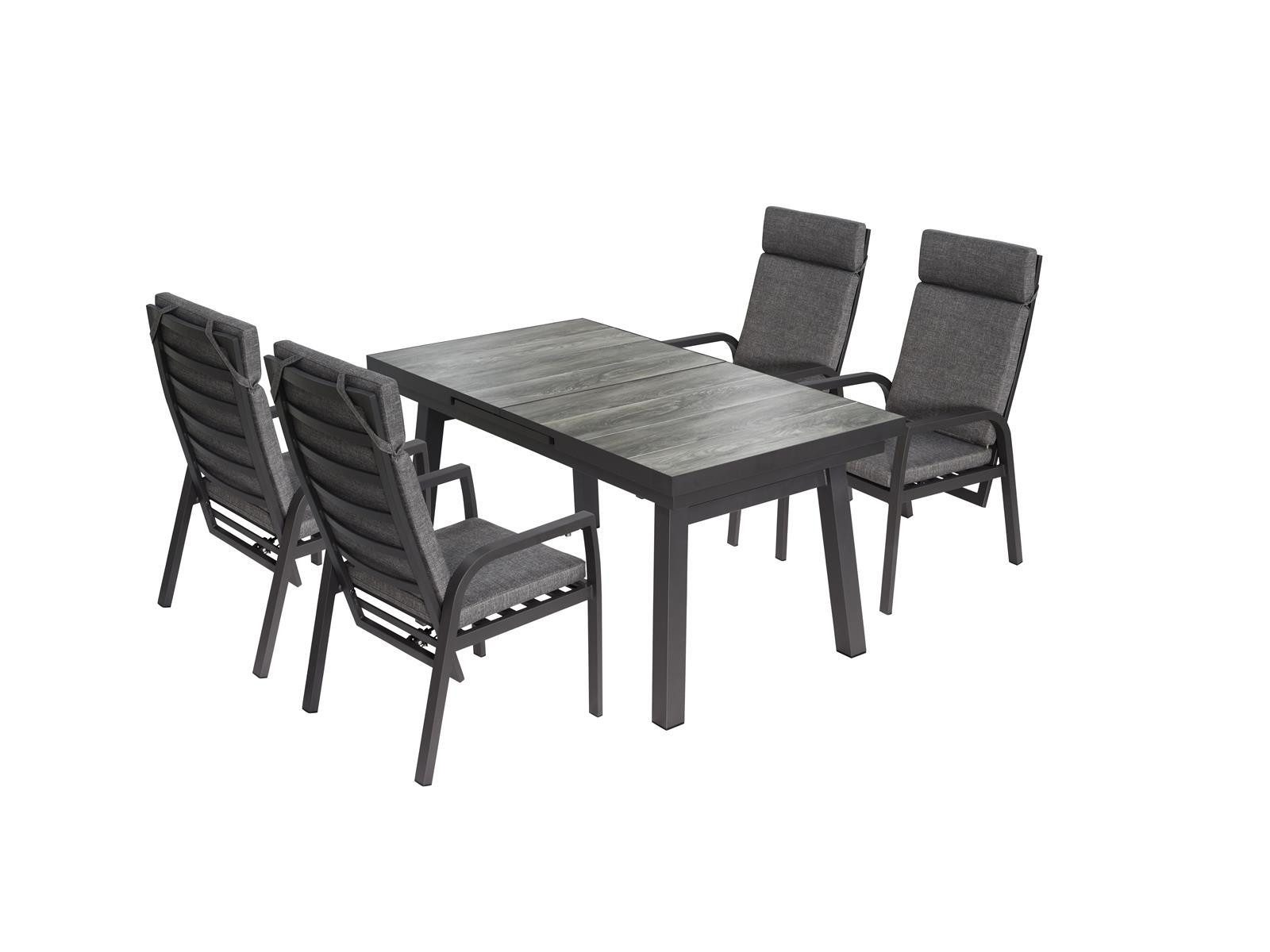 bellavista - Home&Garden® Gartenlounge-Set »Sydney 3« Gartenmöbel Set ausziehbar Sitzgruppe Outdoor Garnitur, (Set, 5-tlg), Aluminium, für 4 Personen, Ausziehtisch, wetterfest - Garten, Terrasse