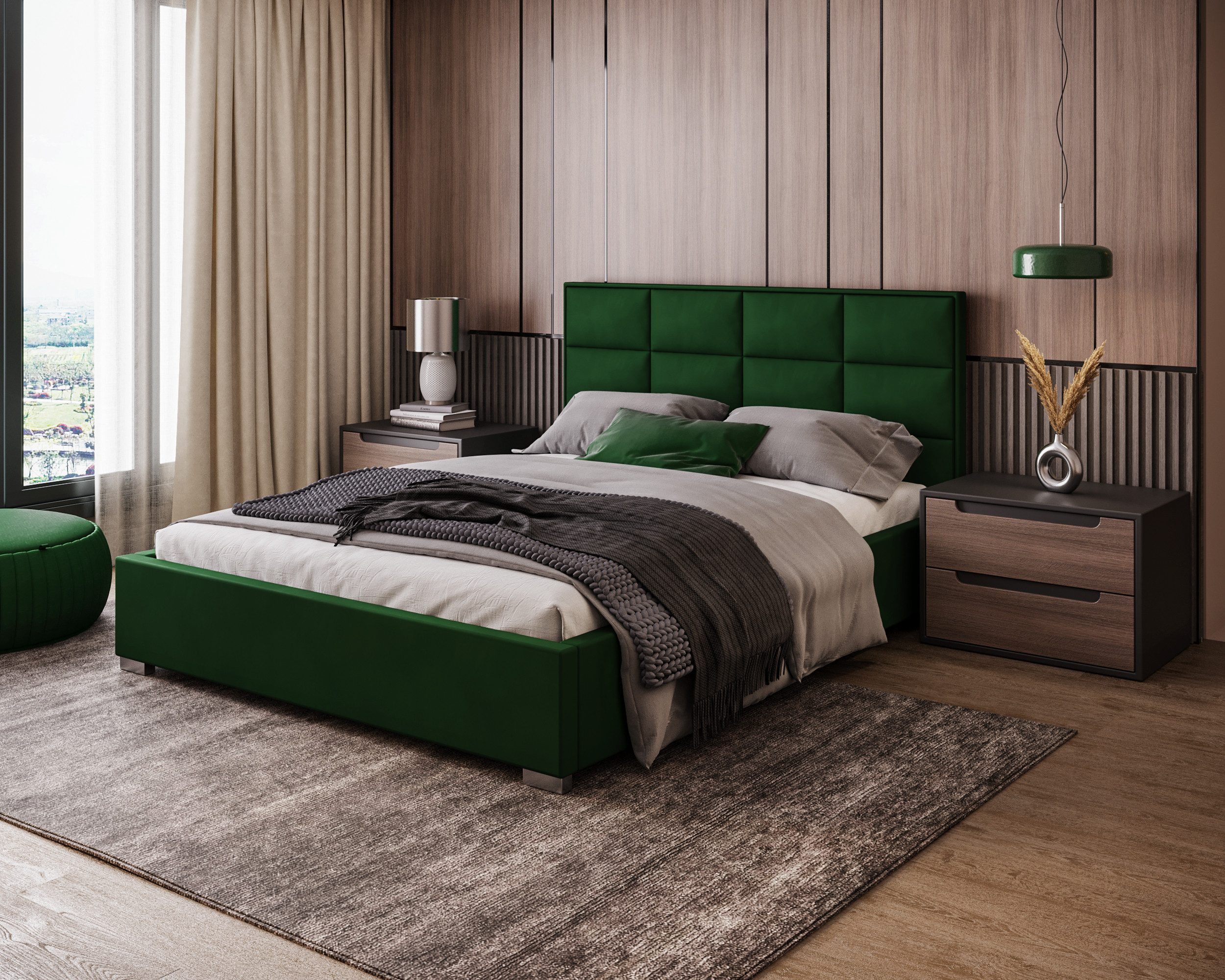 thematys Polsterbett mit Bettkasten & Lattenrost aus Samt - 120x200 - 180x200cm (Optional mit 28 cm H3/H4 Taschenfederkern oder 23 cm Taschenfederkern-Matratze H2, hydraulisches Stauraumbett)