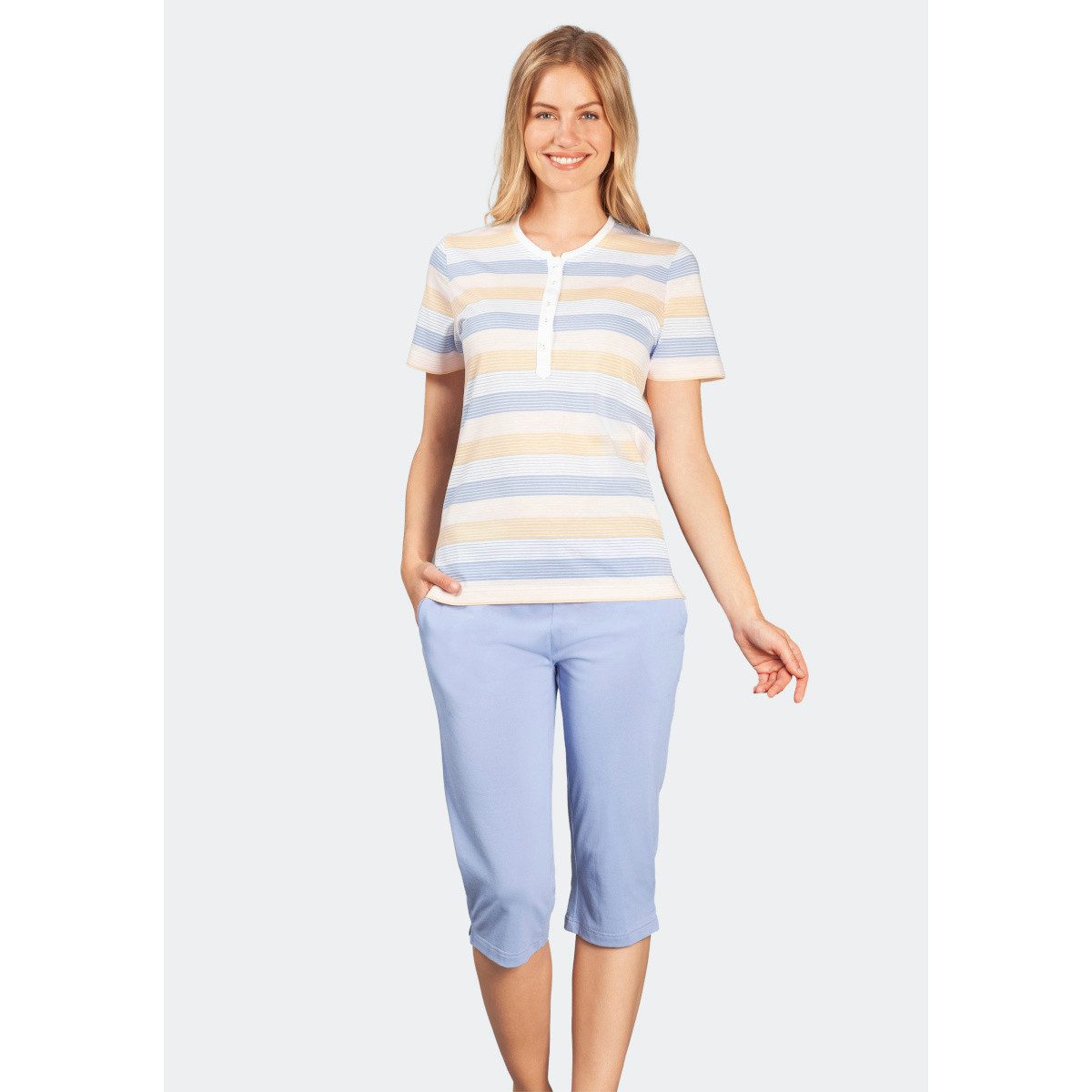 Hajo Capri-Pyjama Hajo, Damen Capri Schlafanzug Klima-Komfort 45996