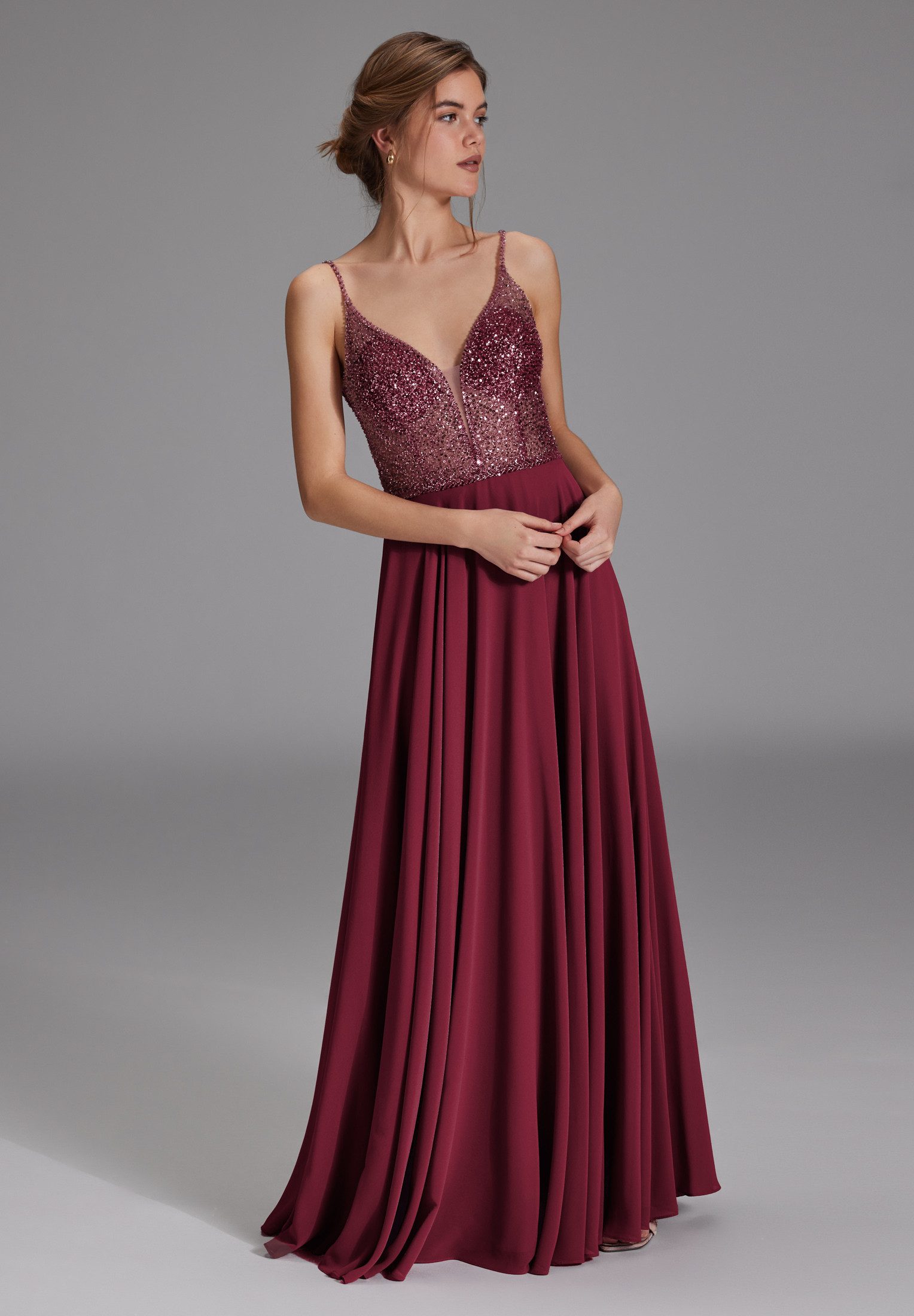 Hey Kyla Abendkleid - Abendkleid aus Materialmix Taillierter Schnitt mit ausgestelltem Rockteil – Bild 5 von 5