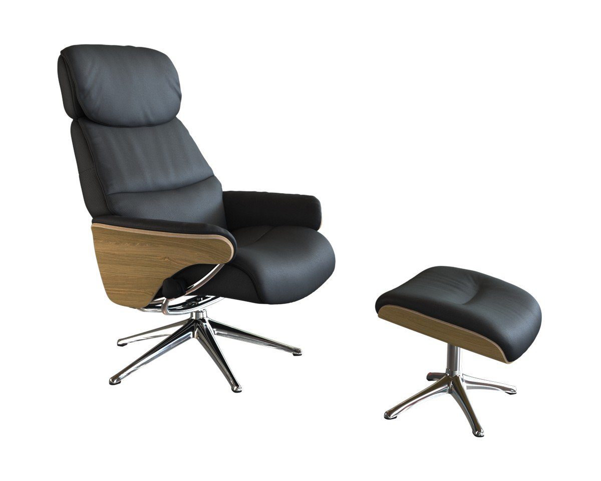 FLEXLUX Relaxsessel Aarhus, Gepolsterter Кресла для отдыха, Skandinavisch design, Armlehnen, Gestell in Holzoptik, Aluminiumfuß, verstellbare Kopf- & Rückenlehne