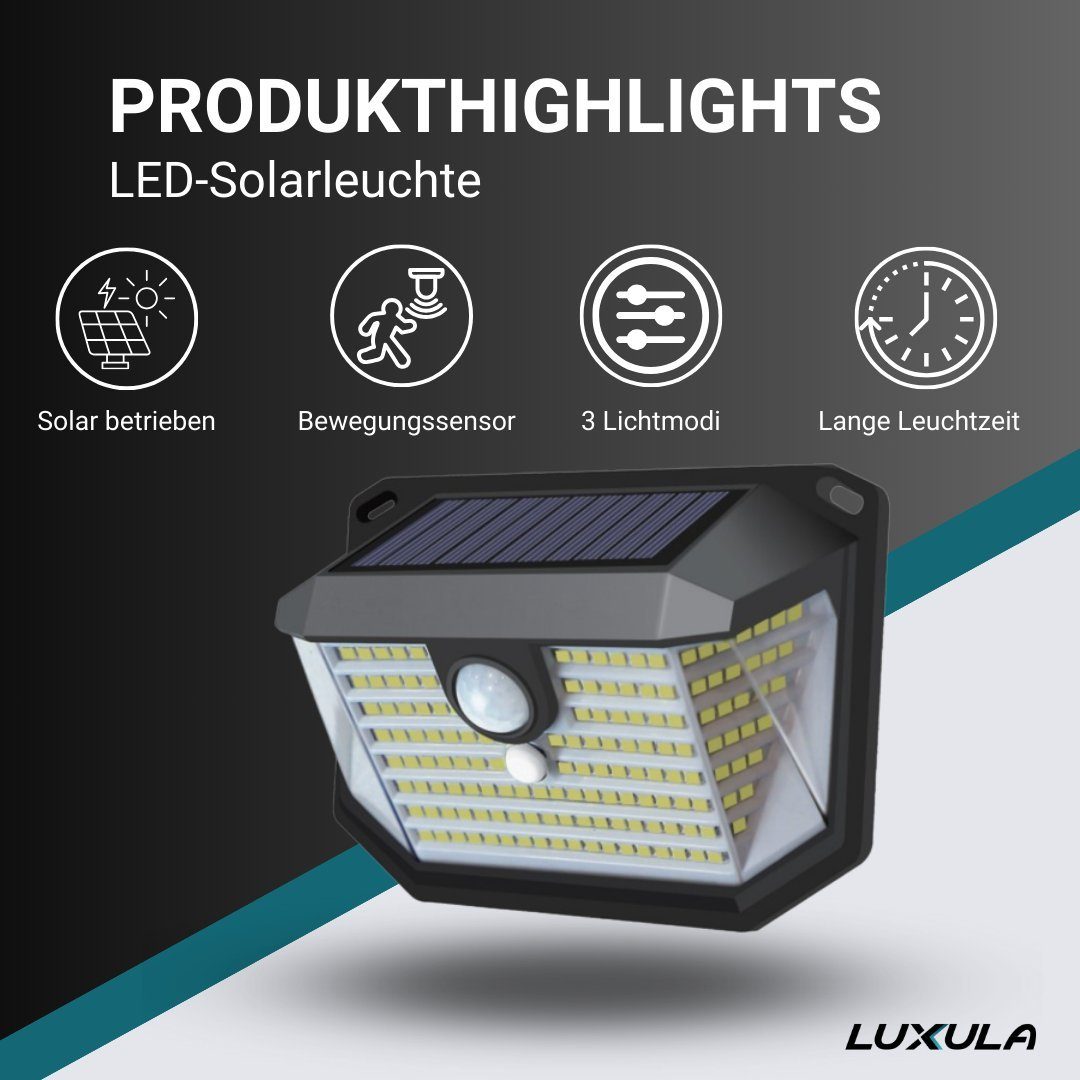 LUXULA LED Solarleuchte Solar-Wandleuchte, PIR & LUX Sensor, 3 Lichtmodi, I günstig online kaufen