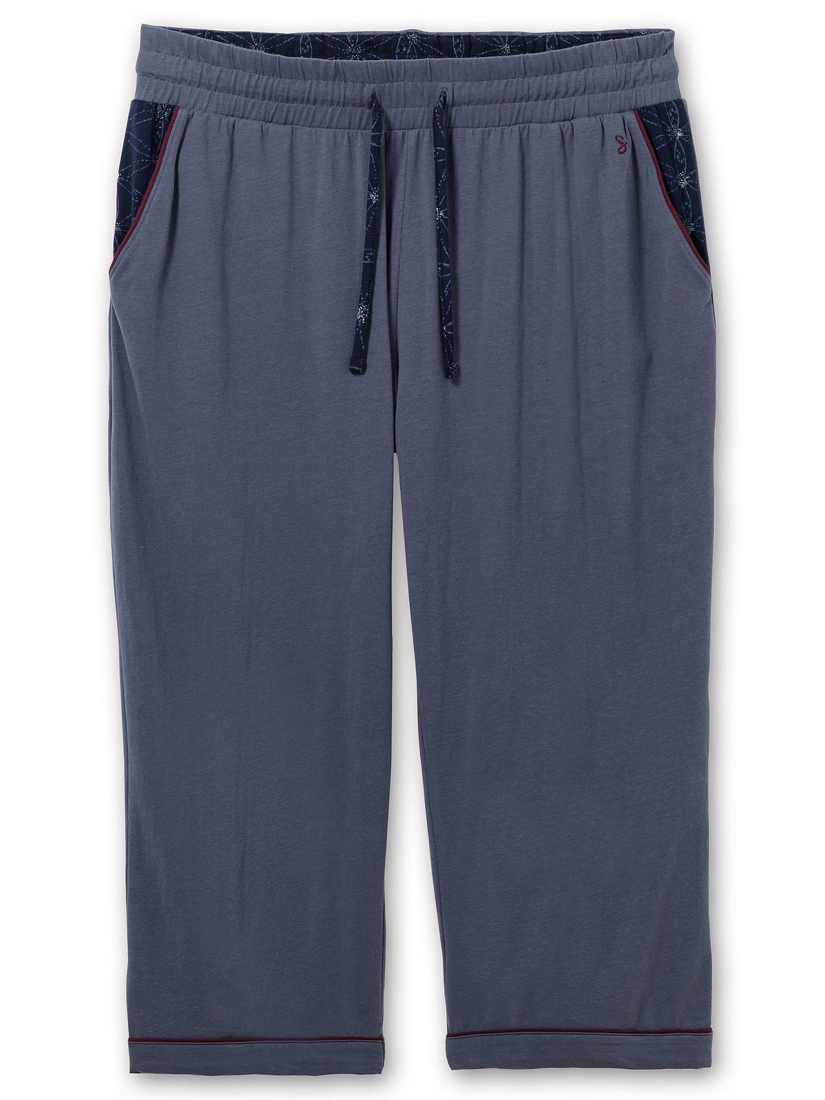 Kontrastdetails Sheego Eingrifftaschen Pyjamahose mit Große und Größen